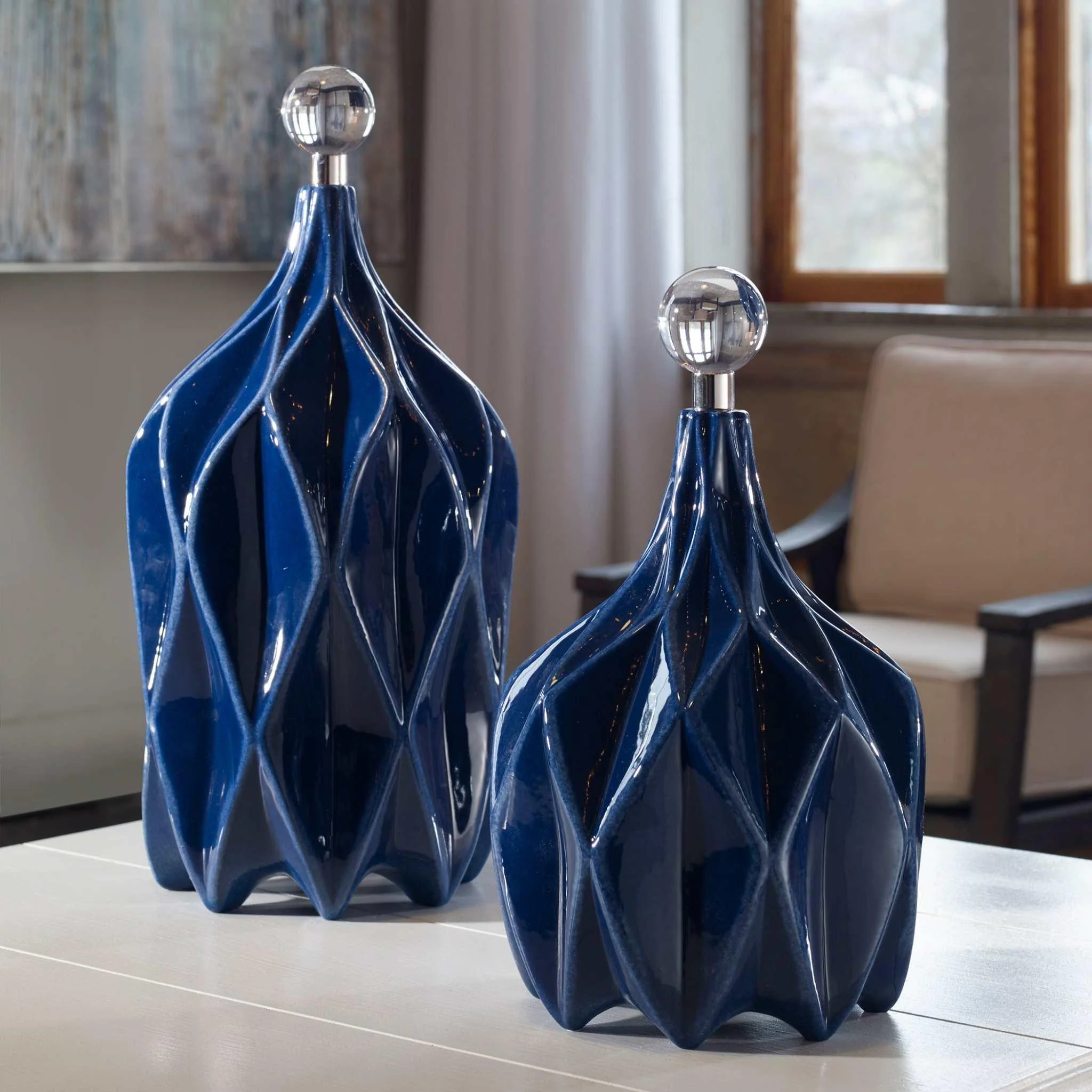 KLARA GEOMETRIC BOTTLES, SET OF 2 - Frankwebs