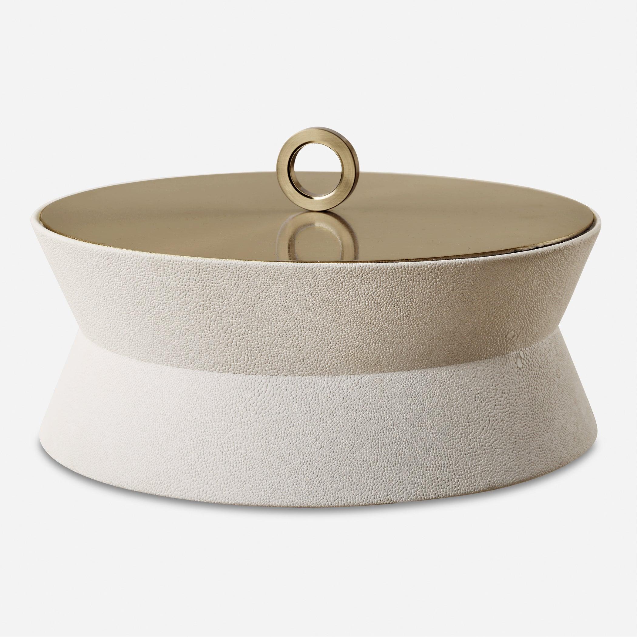 Luxe White Shagreen Round Box - Frankwebs