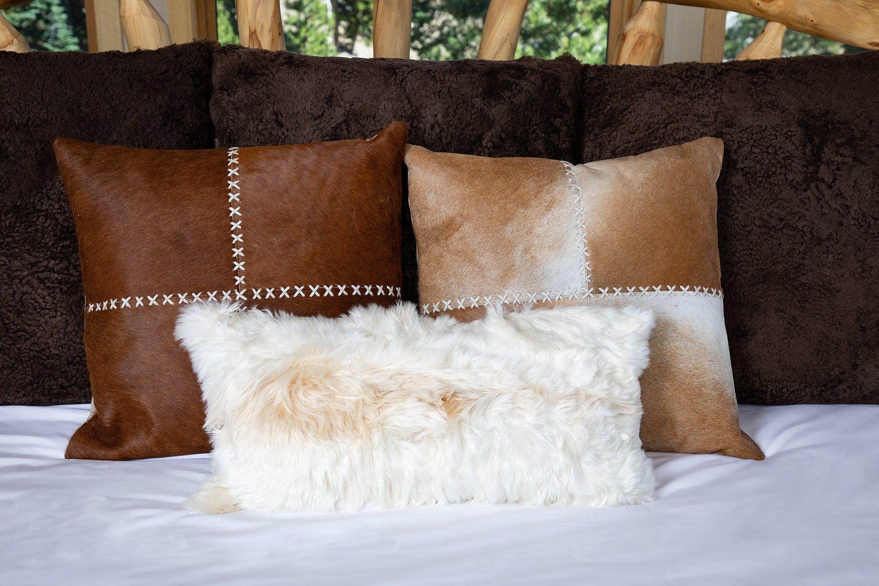 Cowhide Laser Cut Square Cushion - Frankwebs