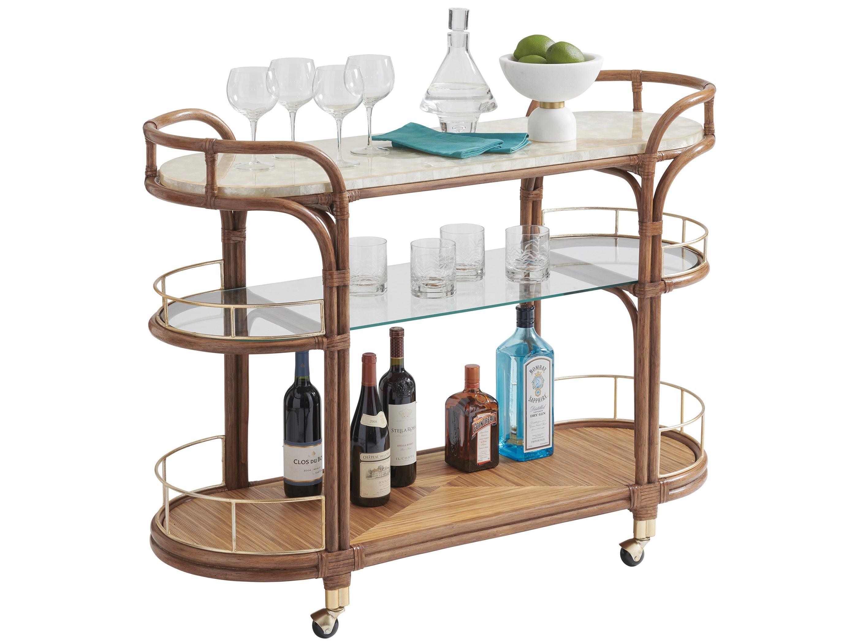 Palm Desert Toscana Rattan Mobile Bar Cart - Frankwebs