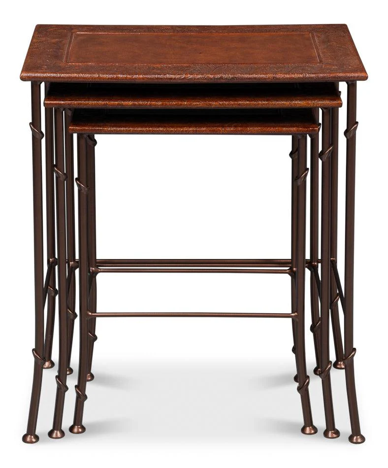 Kew Gardens Leather Nesting Tables - Frankwebs