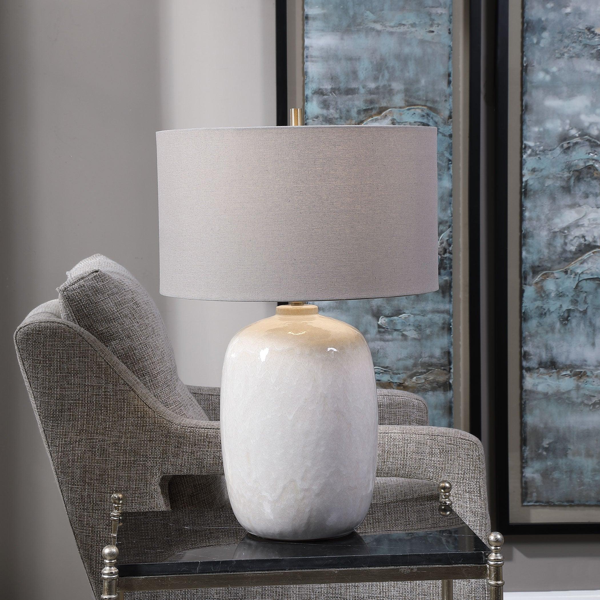 WINTERSCAPE WHITE GLAZE TABLE LAMP - Frankwebs
