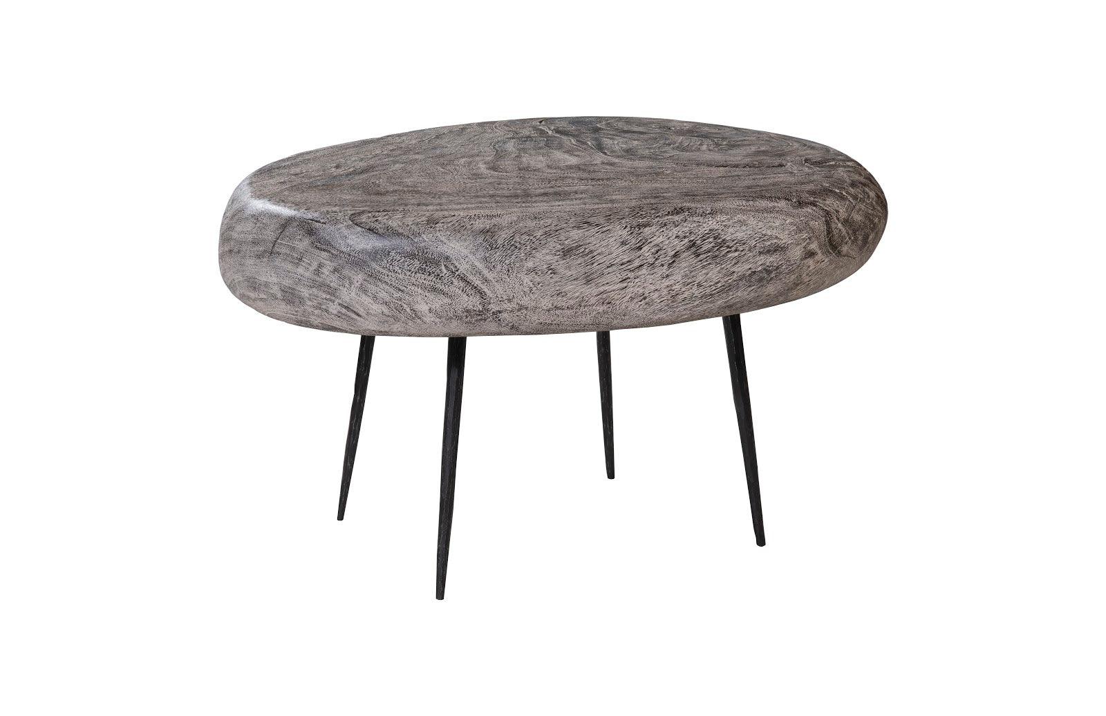 Skipping Stone Side Table, Gray Stone, Forged Legs - Frankwebs