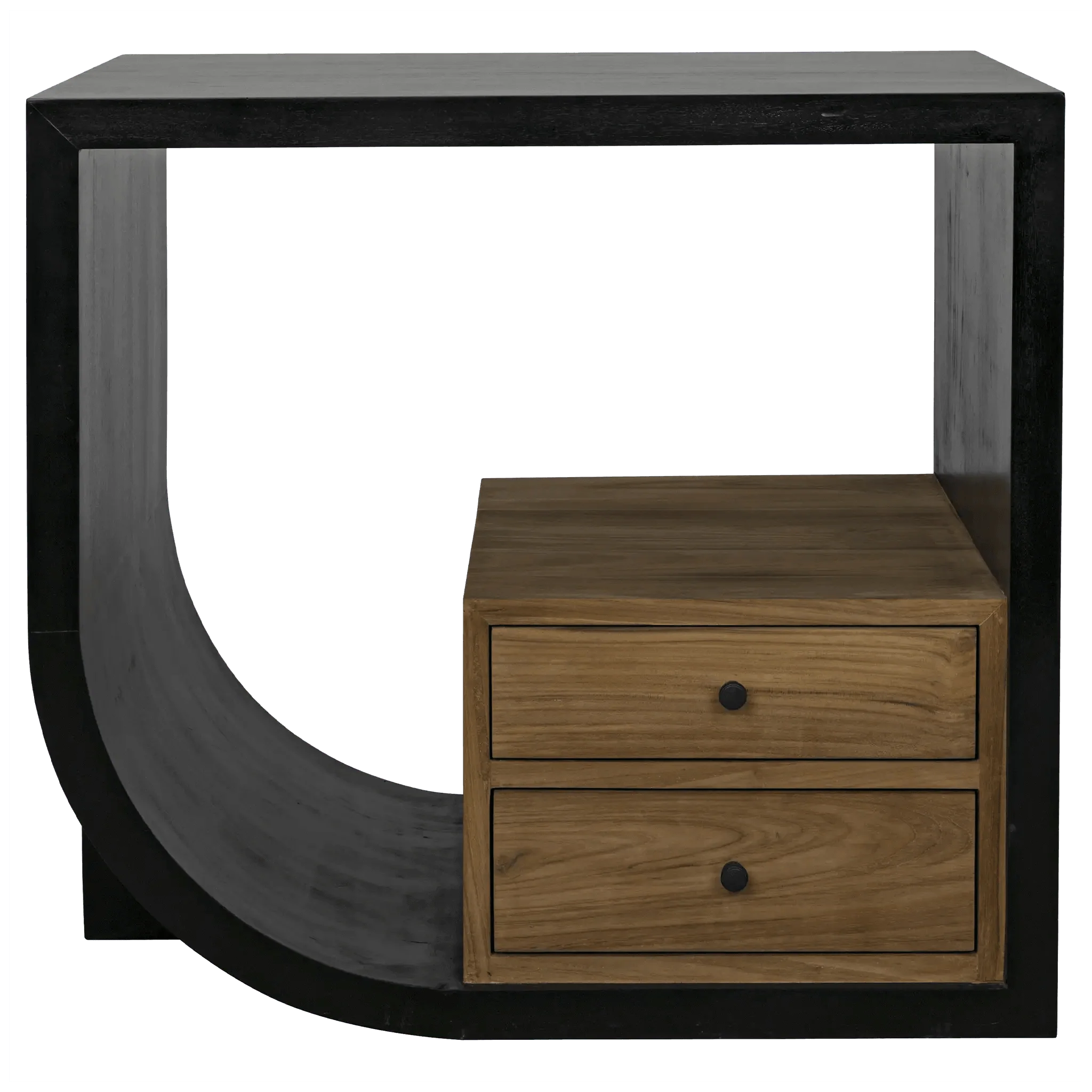 Burton Side Table, Left, Hand Rubbed Black and Teak - Frankwebs