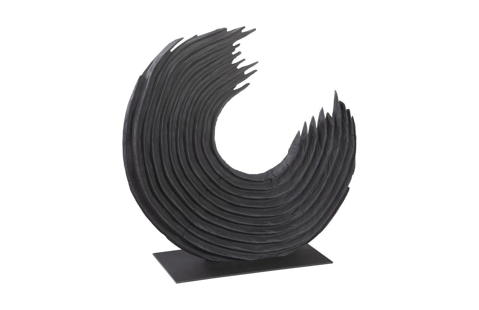 Swoop Tabletop Sculpture, Black Wood, Small - Frankwebs