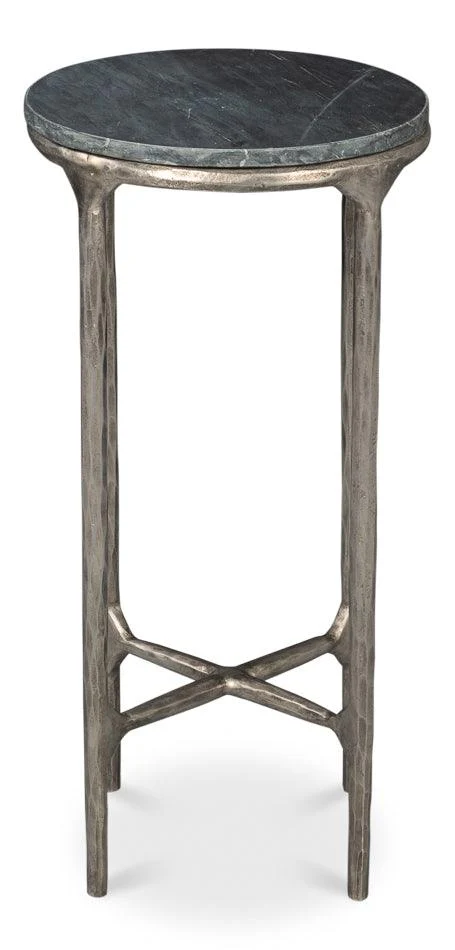 Derrick Iron End Table With Marble Top - Frankwebs