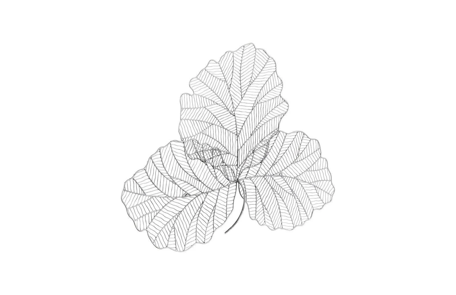 Tri Leaf Wall Art, Small, Metal, Silver/Black - Frankwebs