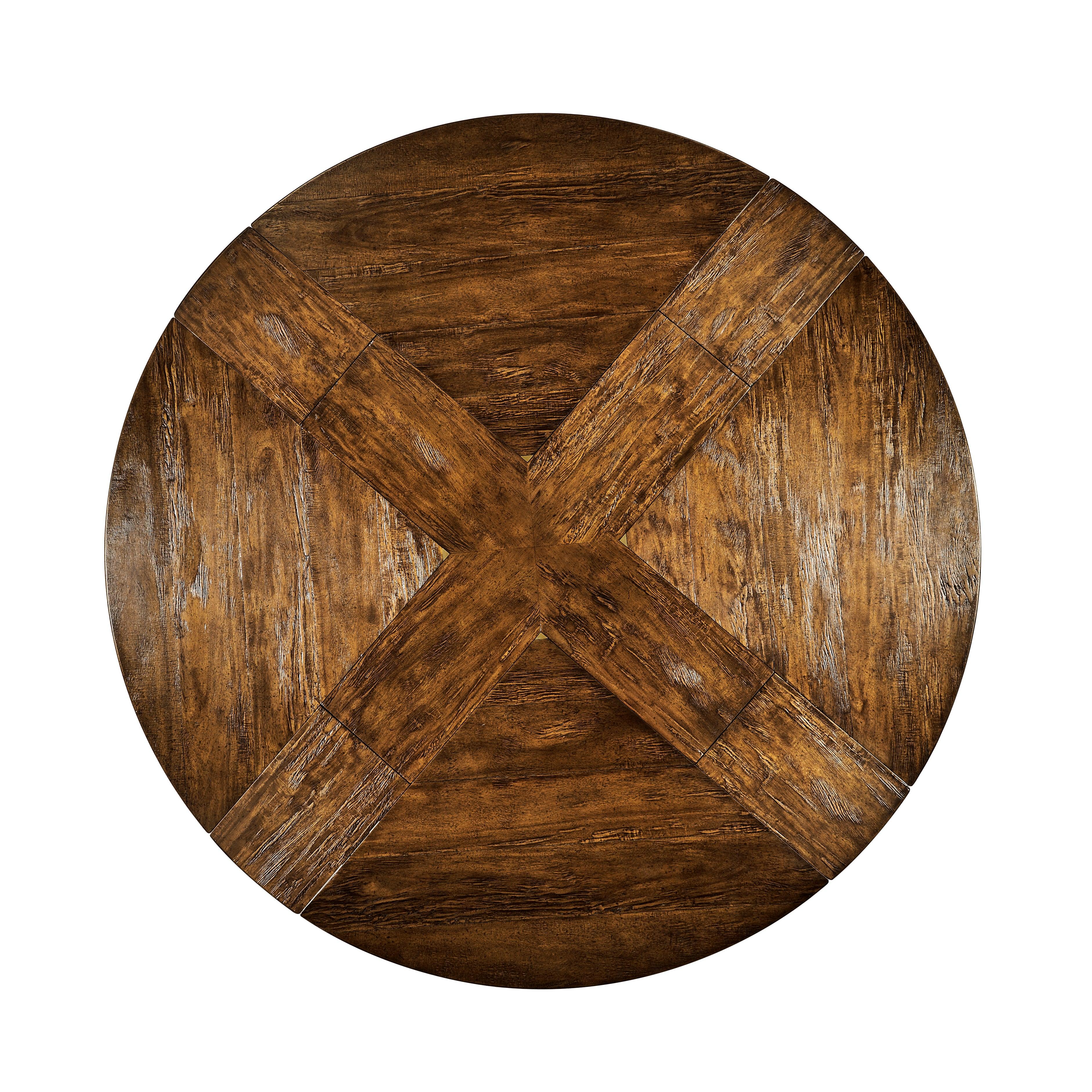 Casual Accents Country Walnut Round Extendable Dining Table 59