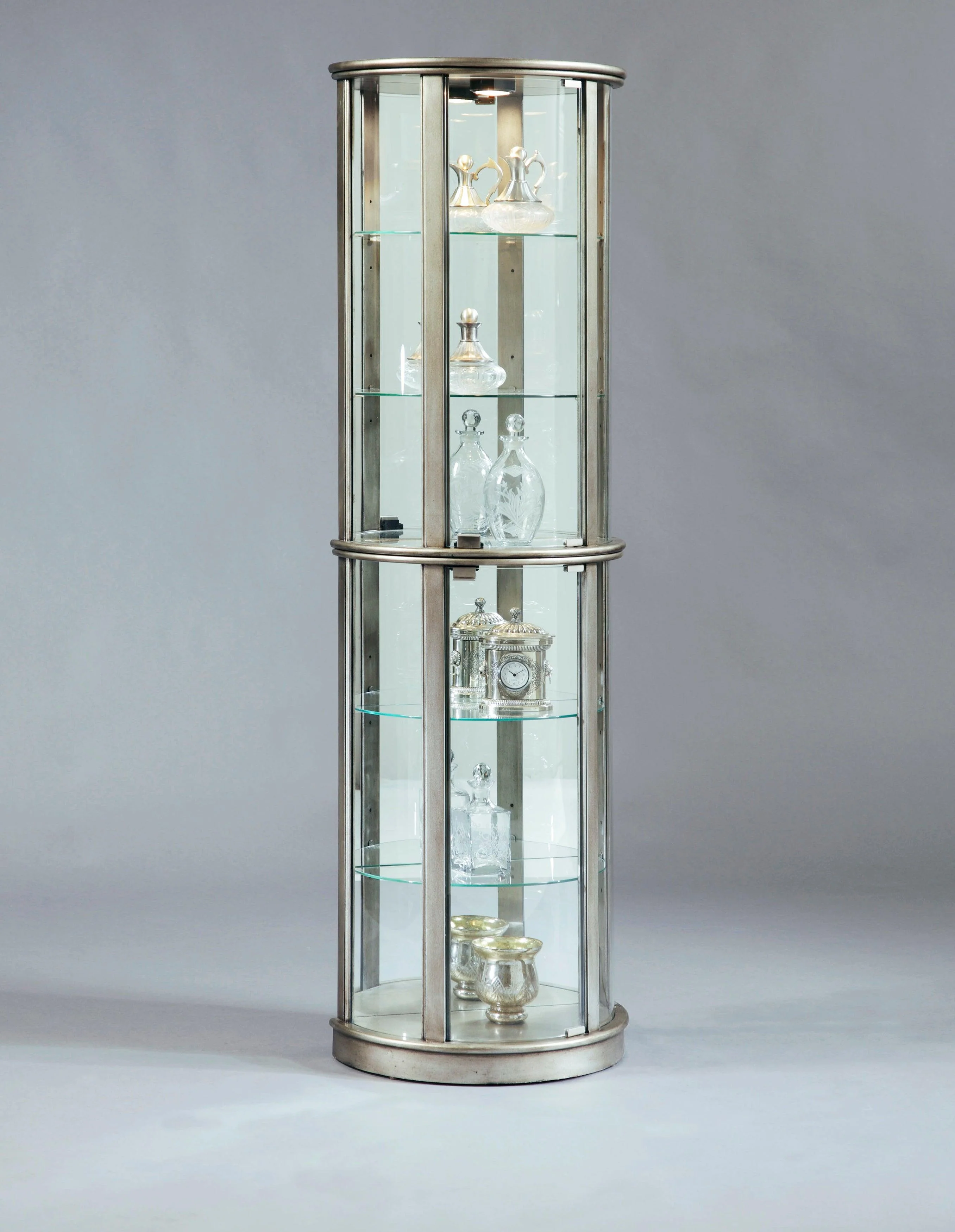 Lighted Half Round 5 Shelf Curio Cabinet - Frankwebs