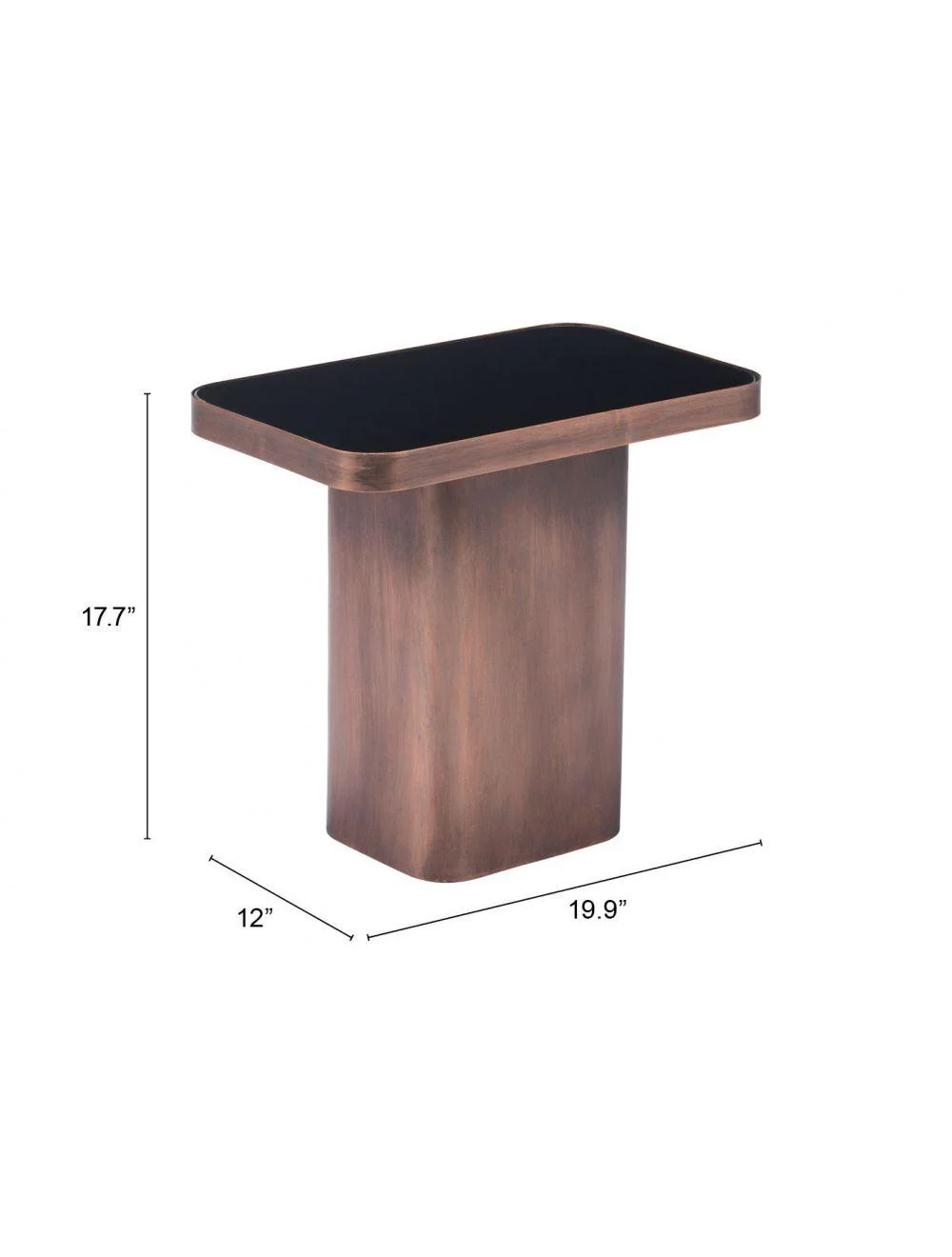 Marcos Side Table Black & Antique Bronze - Frankwebs