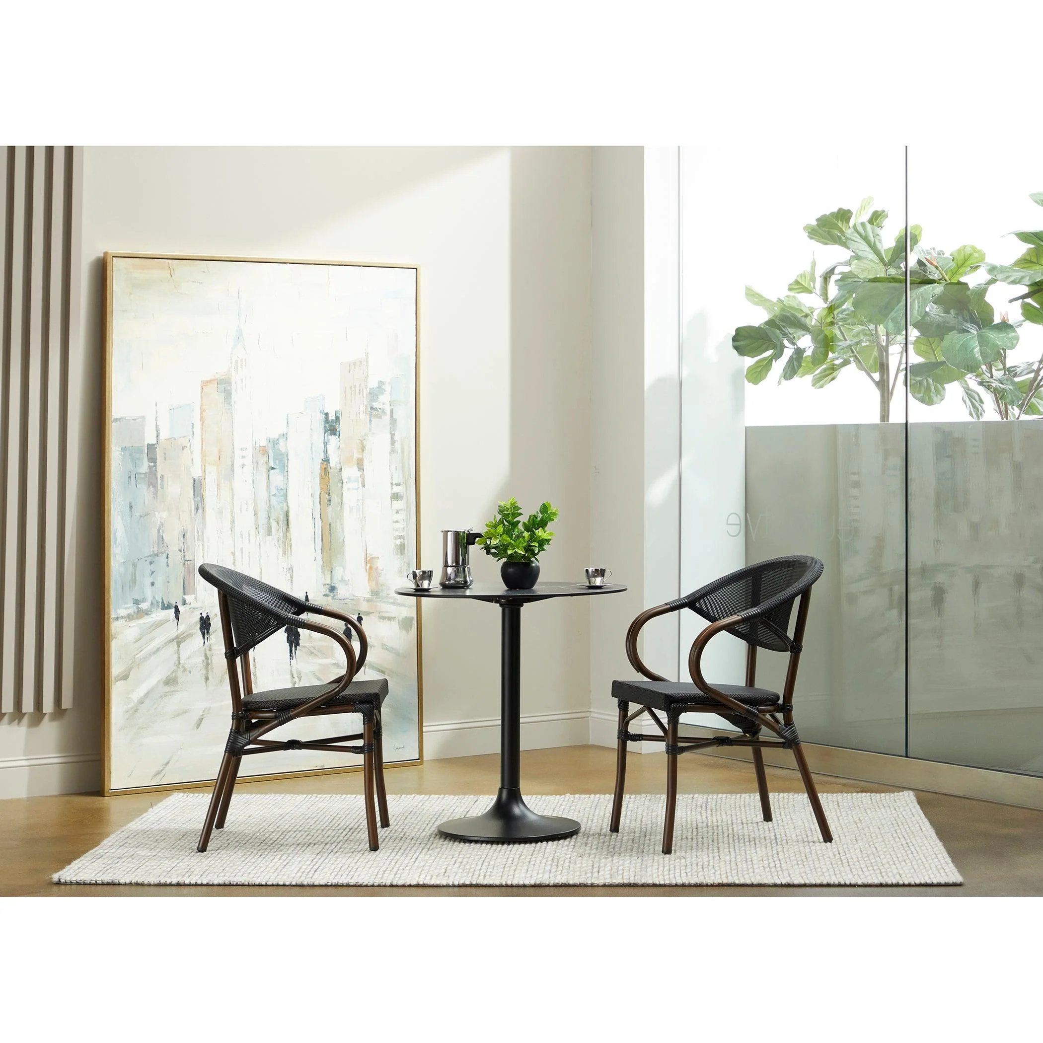JANNIE 30 BISTRO TABLE IN BLACK WITH BLACK COLUMN AND BASE - Frankwebs