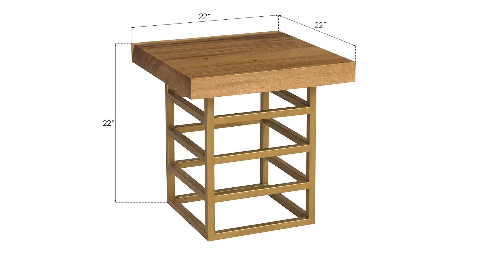Ladder Side Table, Suar Wood, Natural/Brass Finish - Frankwebs