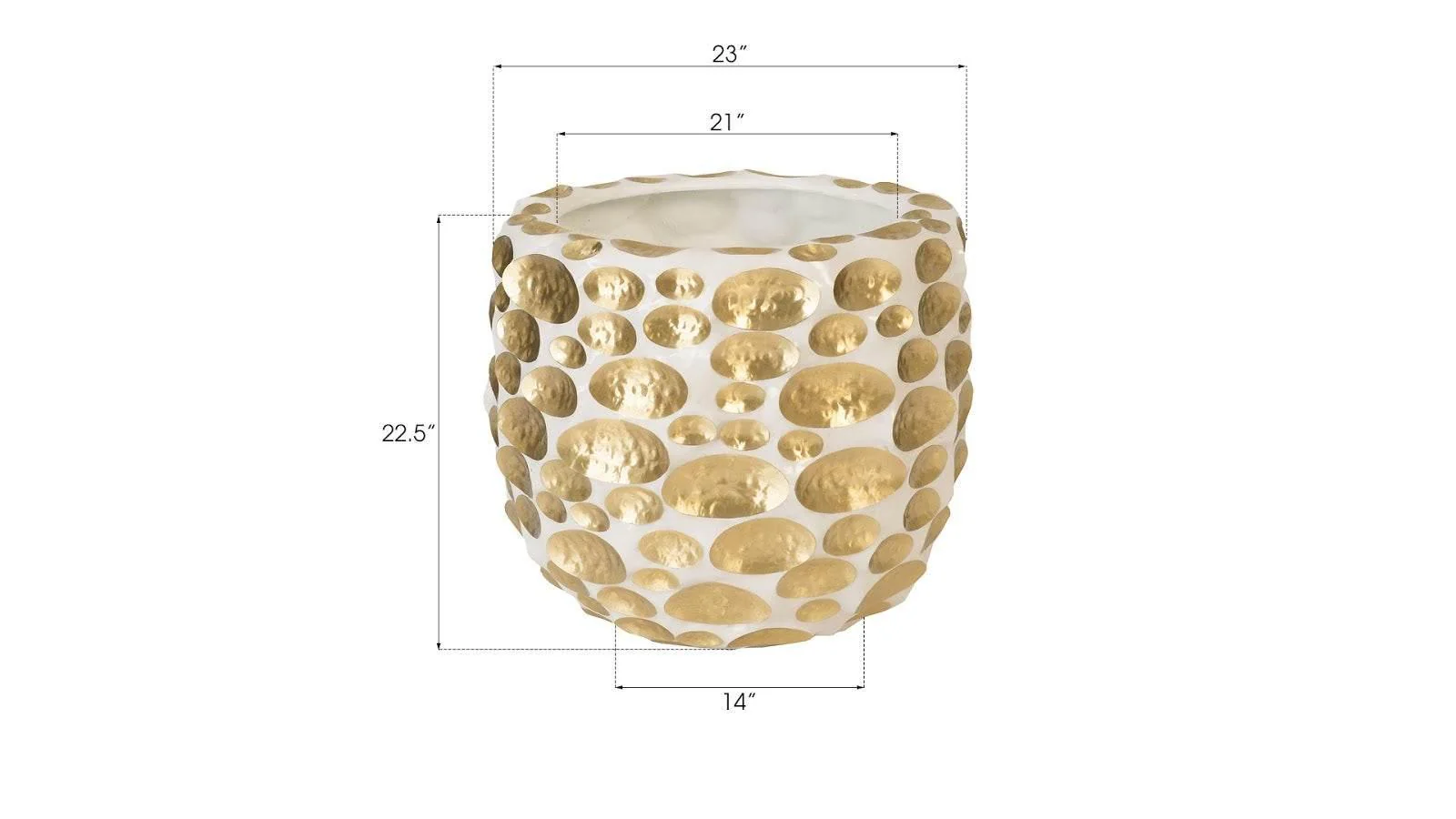 Bubbles Planter, Brass, White, SM - Frankwebs