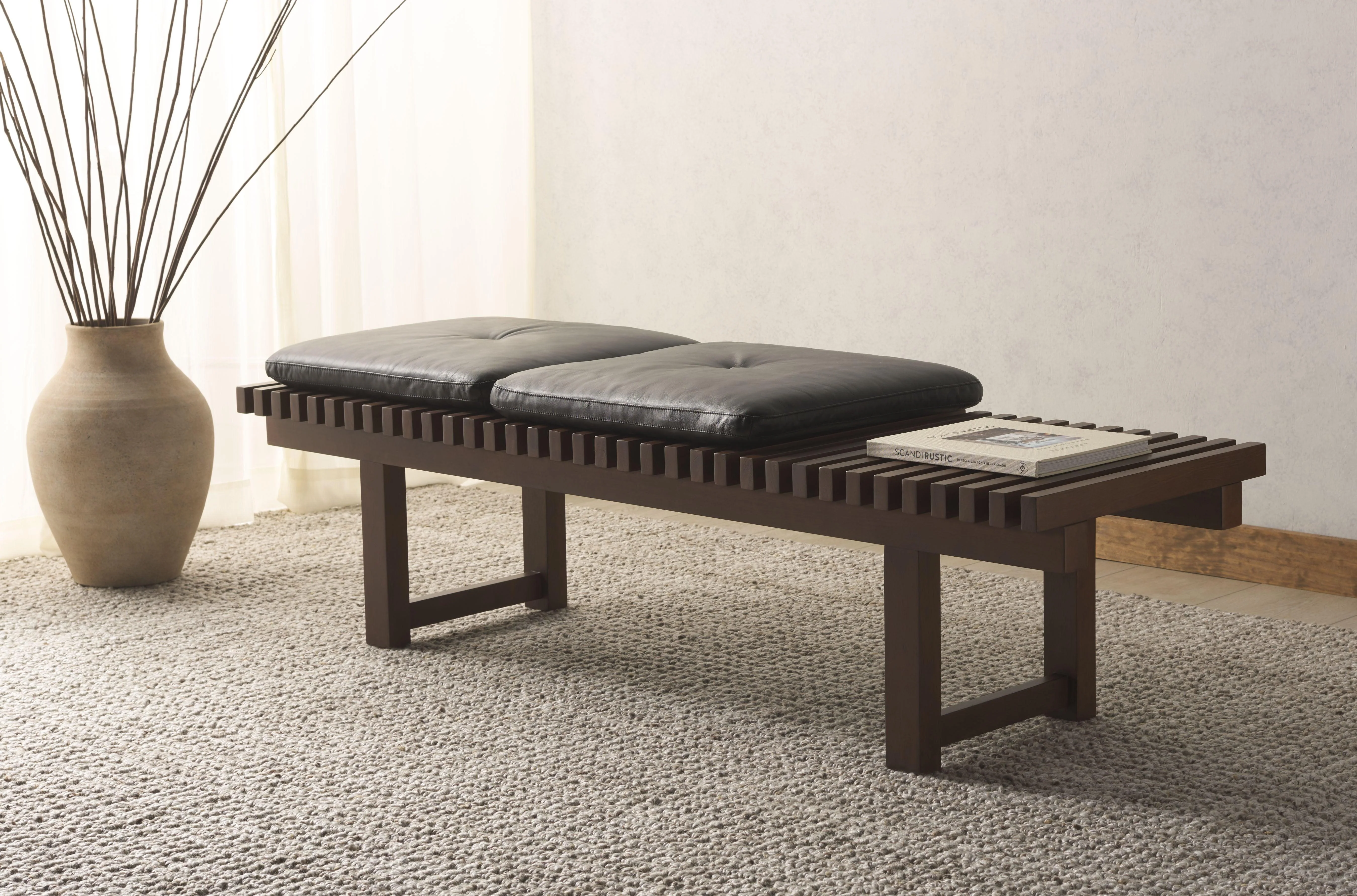 BOLIVAR LEATHER AND WOOD BENCH - Frankwebs