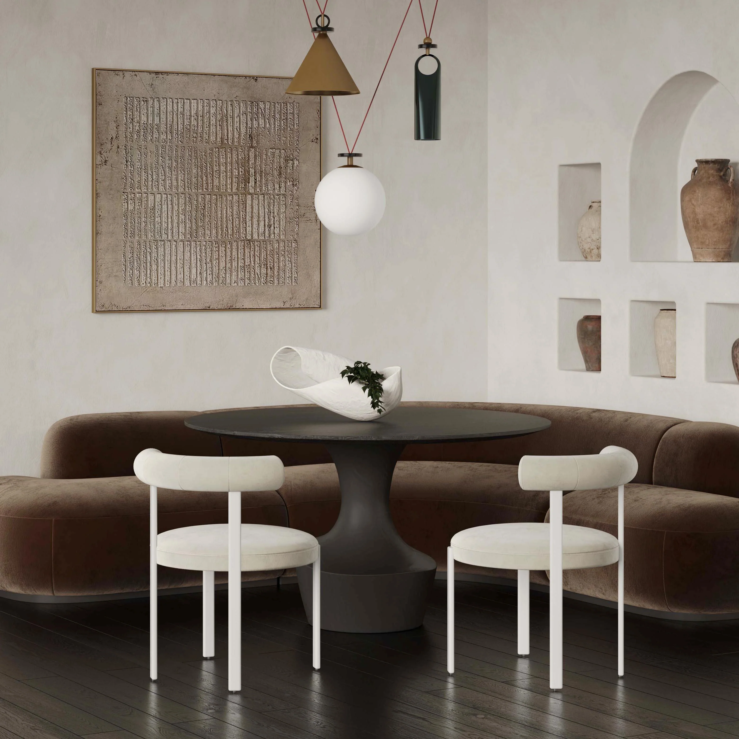 Margaret Cream Chenille Bolster Back Dining Chair - Frankwebs