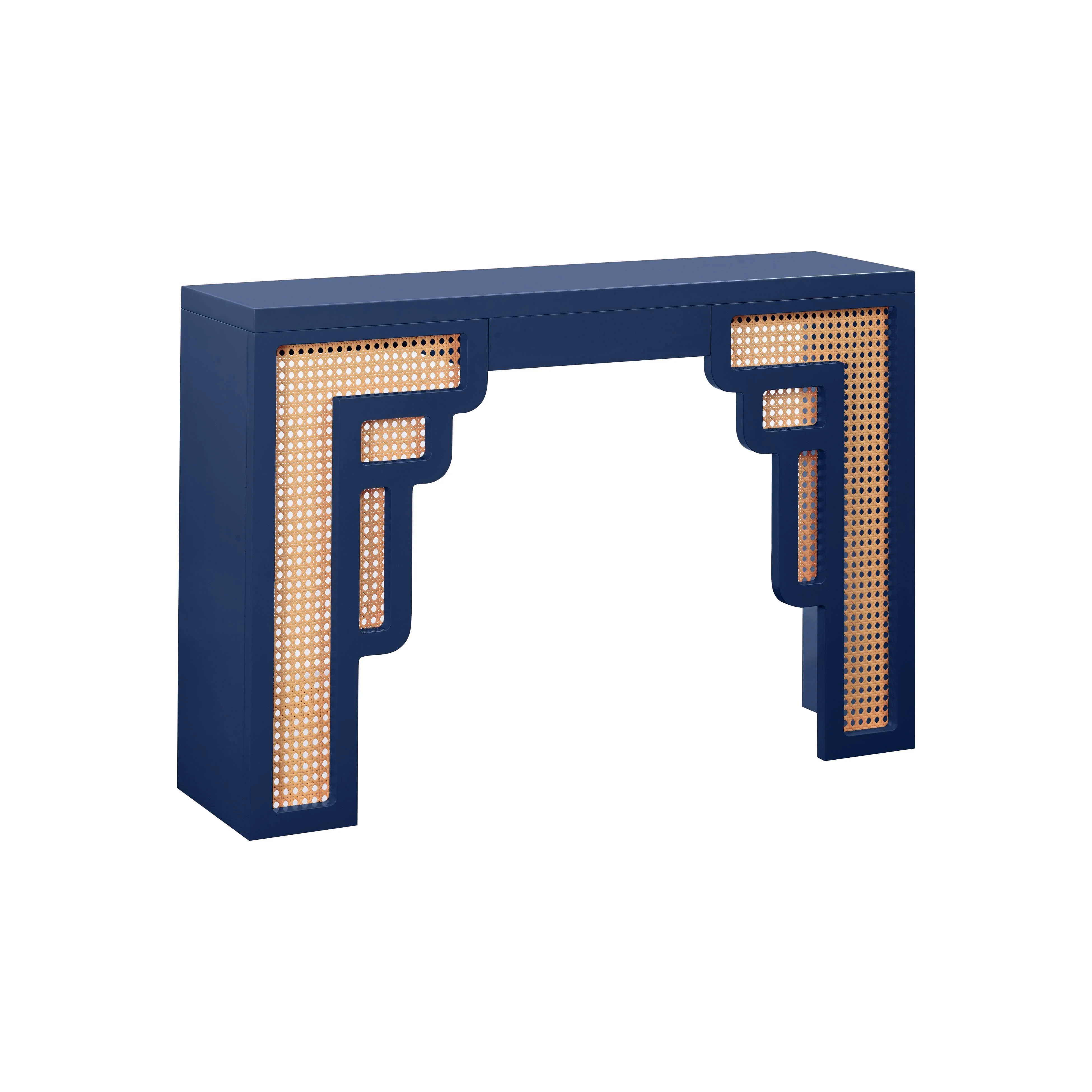 Suzie Navy & Rattan Console Table - Frankwebs