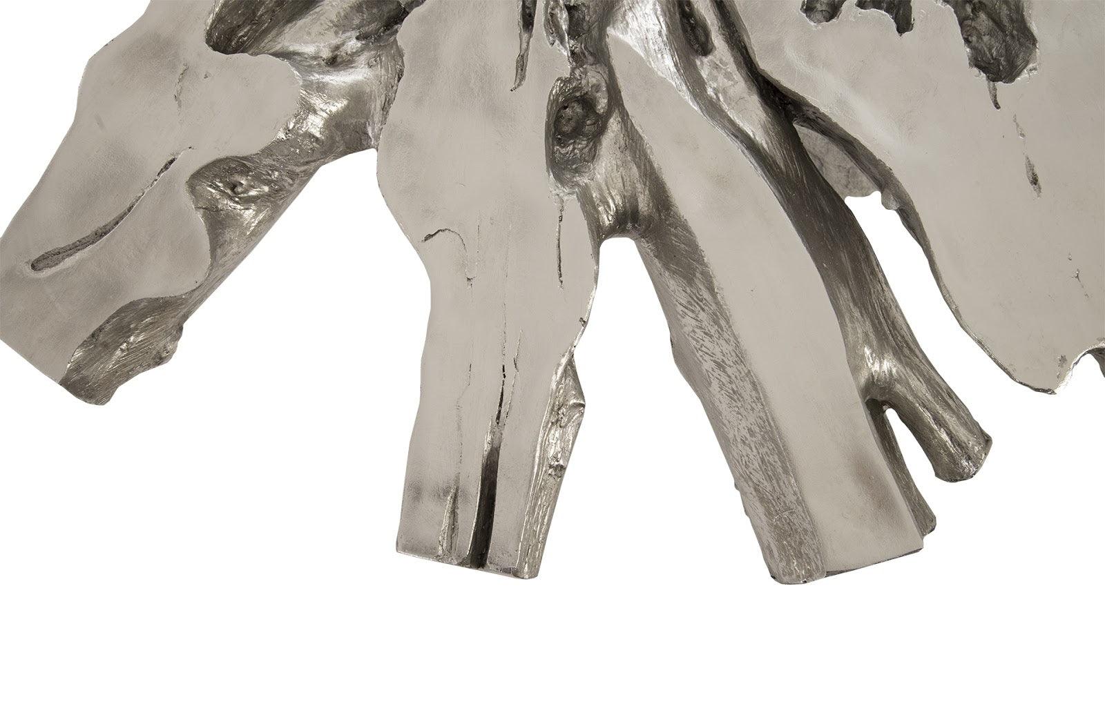 Otis Root Coffee Table with Glass, Silver Leaf - Frankwebs