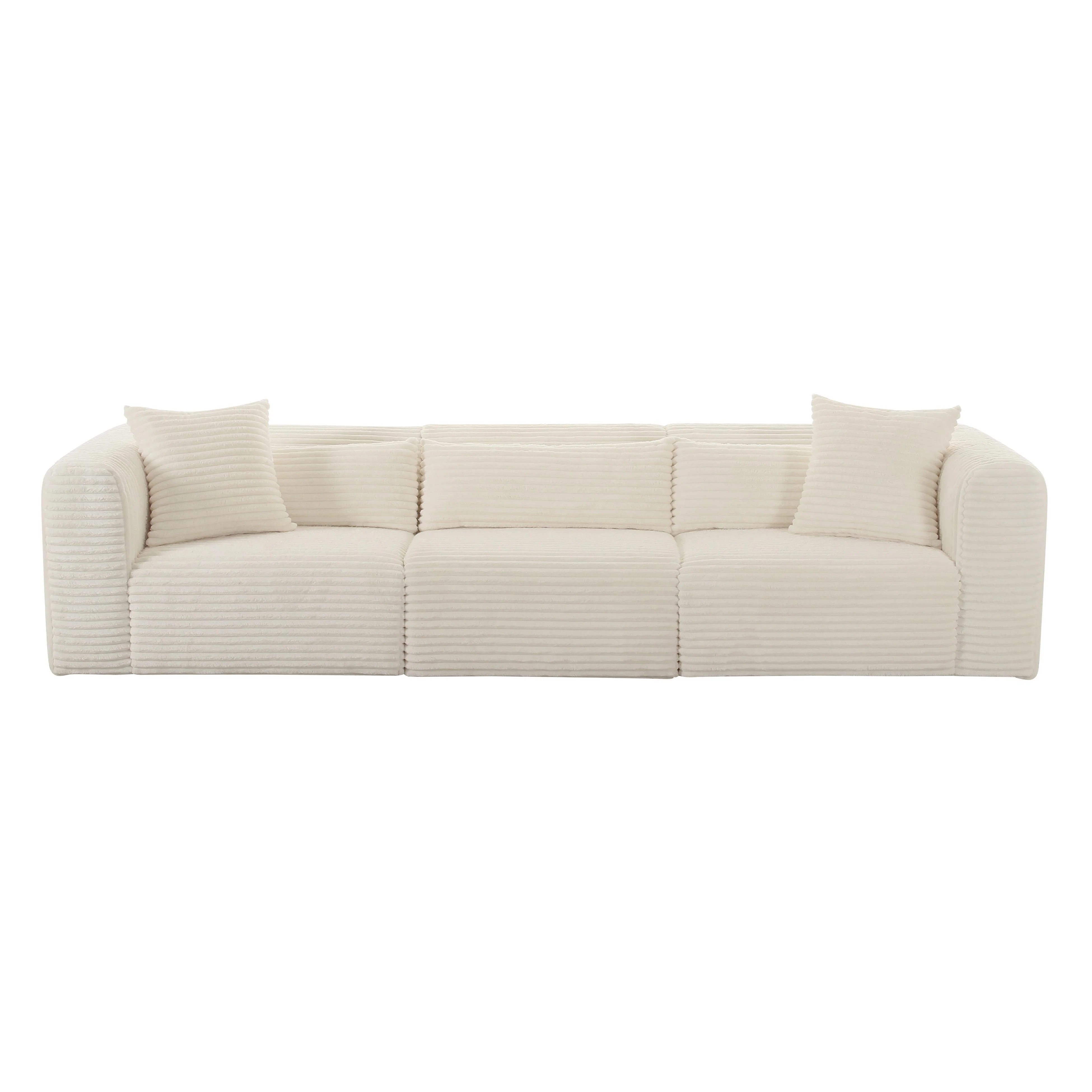 Tarra Fluffy Oversized Cream Corduroy Modular Sofa - Frankwebs