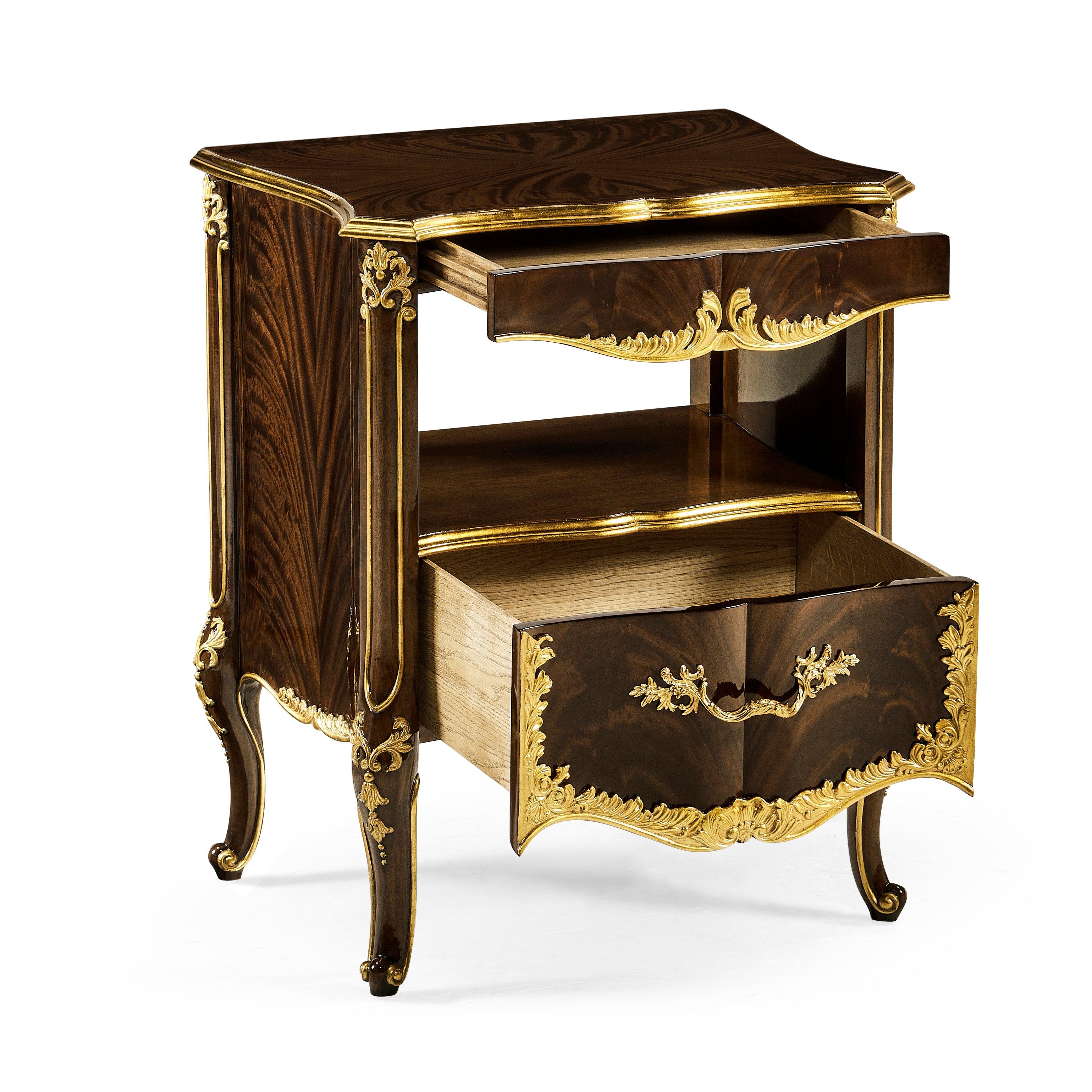 Country Farmhouse Mahogany & Gilded Nightstand - Frankwebs