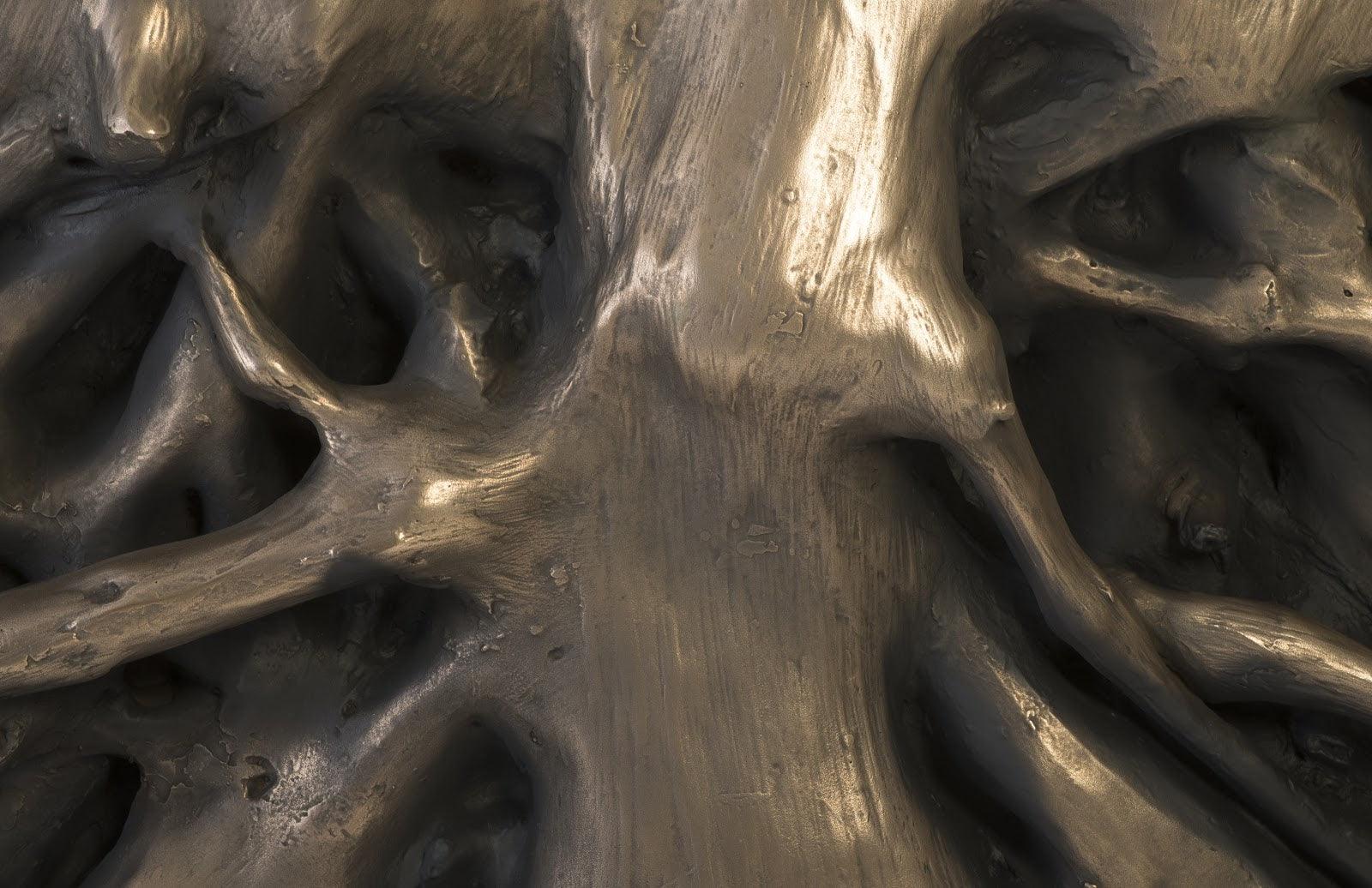 Square Root Console Table, Resin, Antique Bronze Finish - Frankwebs