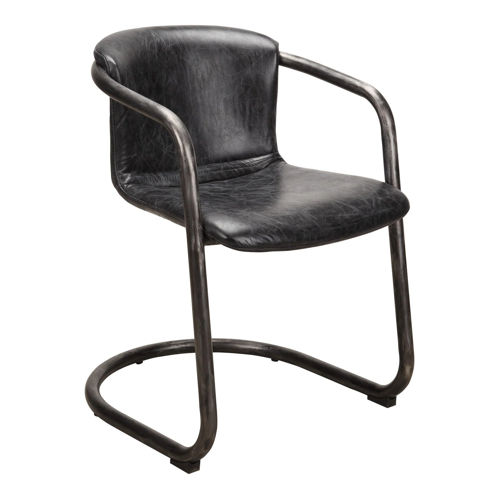 Freeman Dining Chair Onyx Black Leather  - Set Of Two - Frankwebs