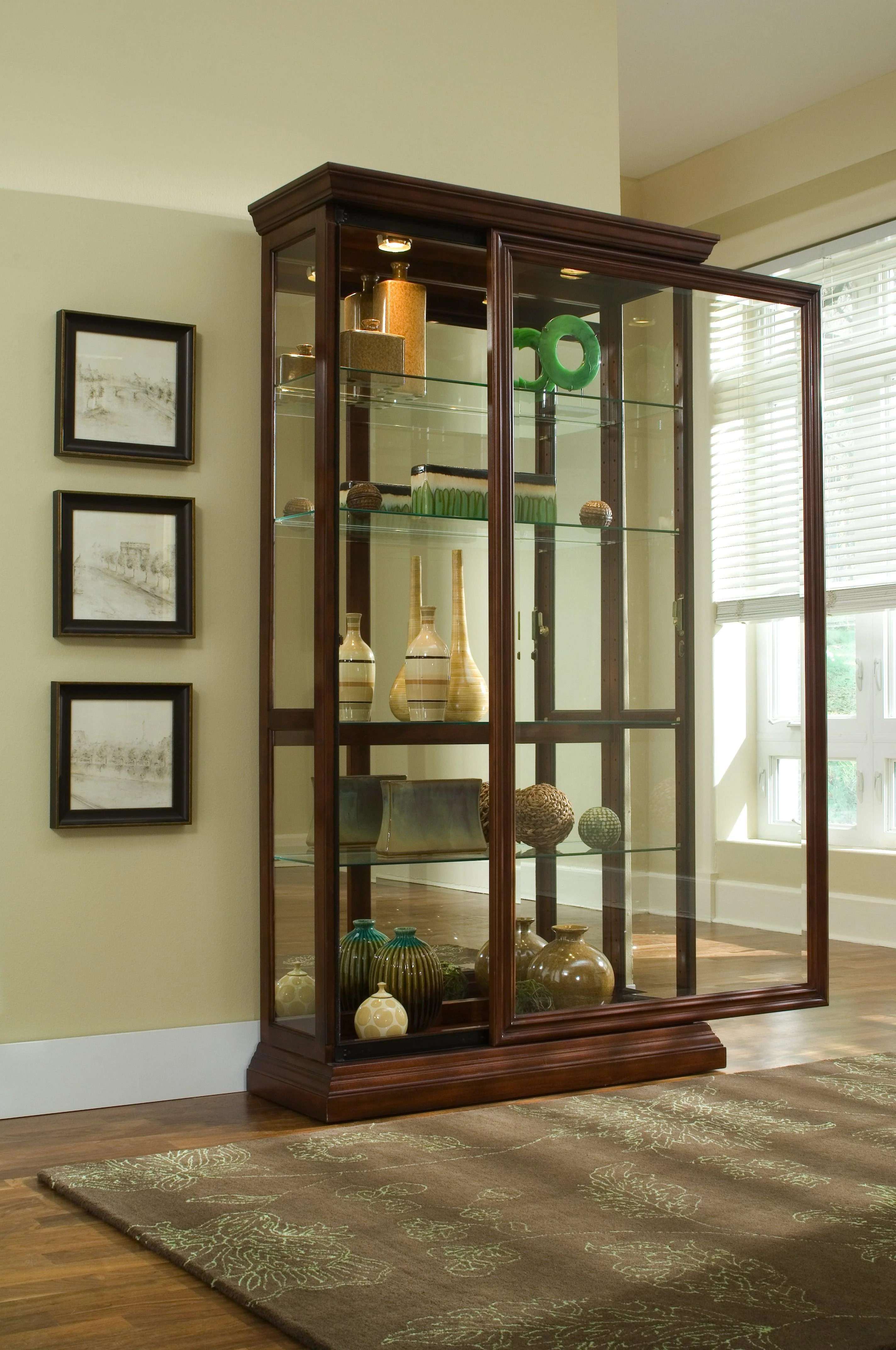 Lighted Sliding Door 4 Shelf Curio Cabinet - Frankwebs