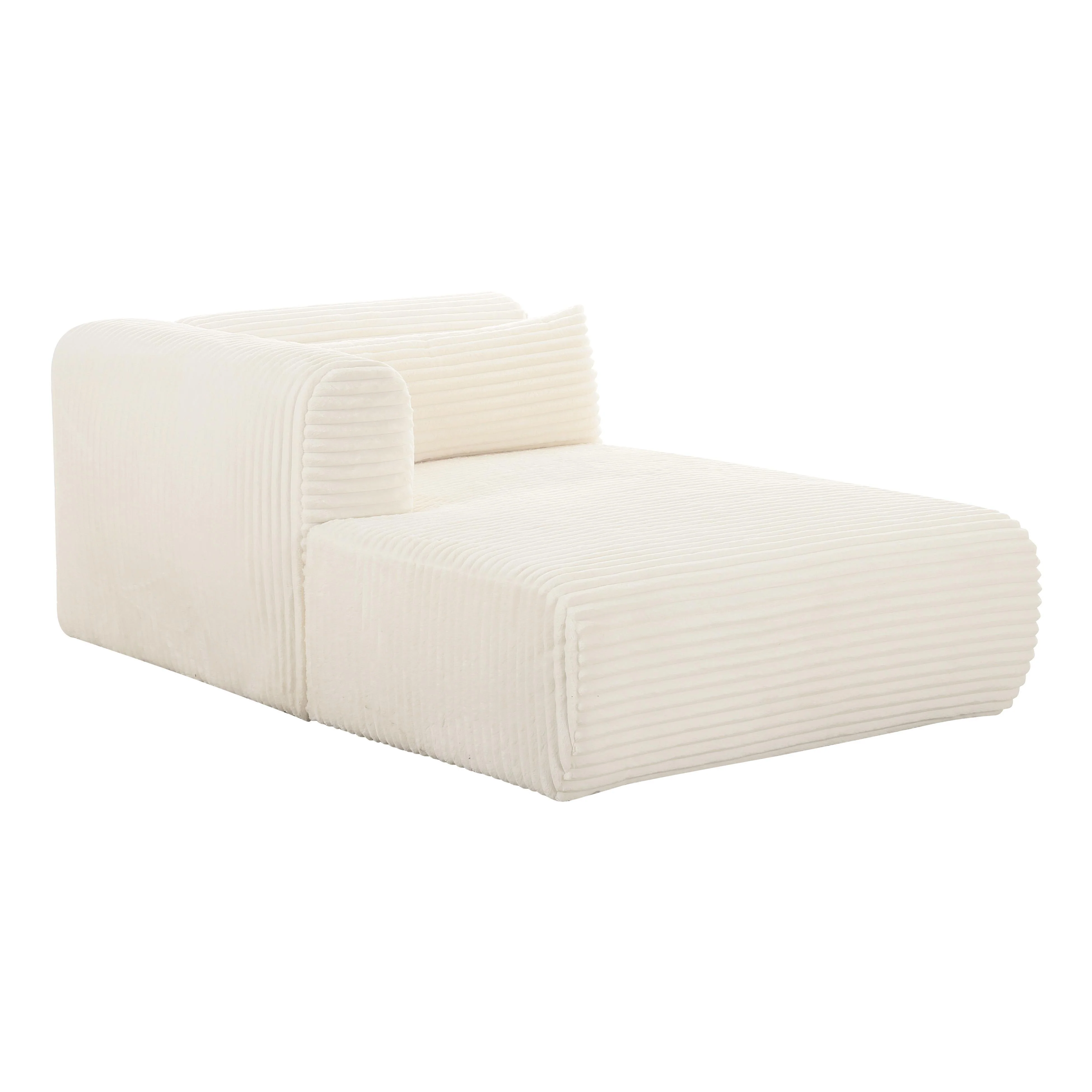 Tarra Fluffy Oversized Cream Corduroy Modular LAF Chaise - Frankwebs