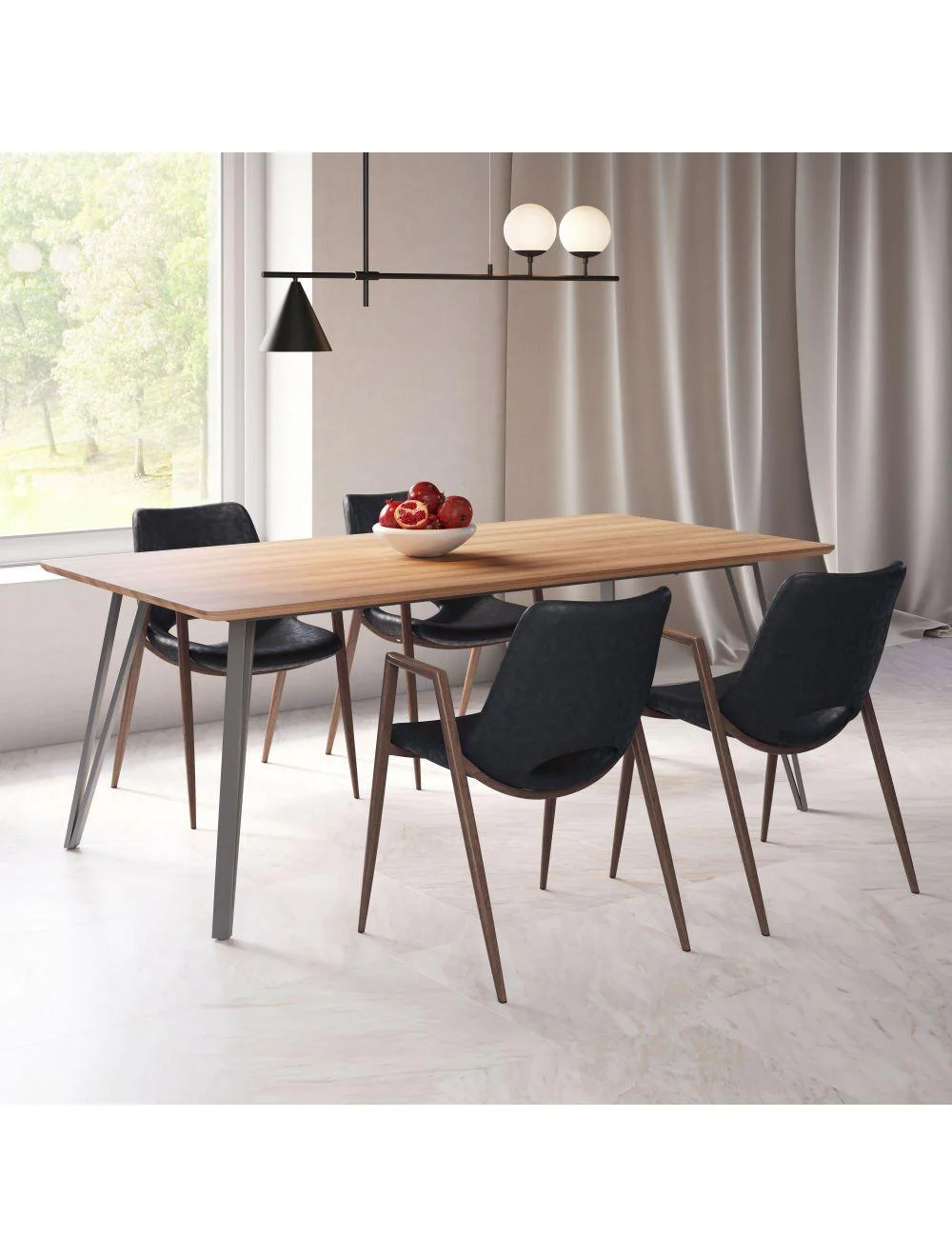 Desi Dining Chair (Set of 2) Black & Walnut - Frankwebs