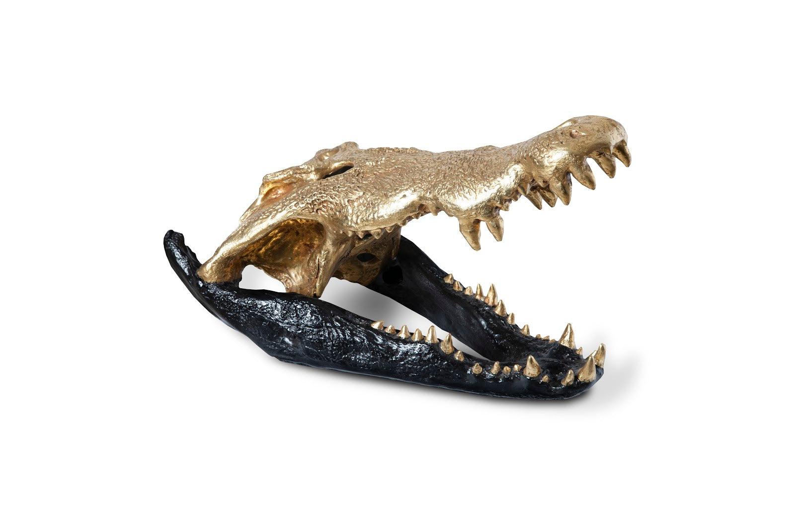 Crocodile Skull, Black/Gold Leaf - Frankwebs