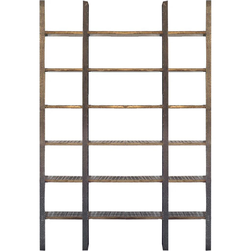 Taunton I 80L x  10.5W x 90H Brown Wood and Black Iron Six Shelving Unit - Frankwebs