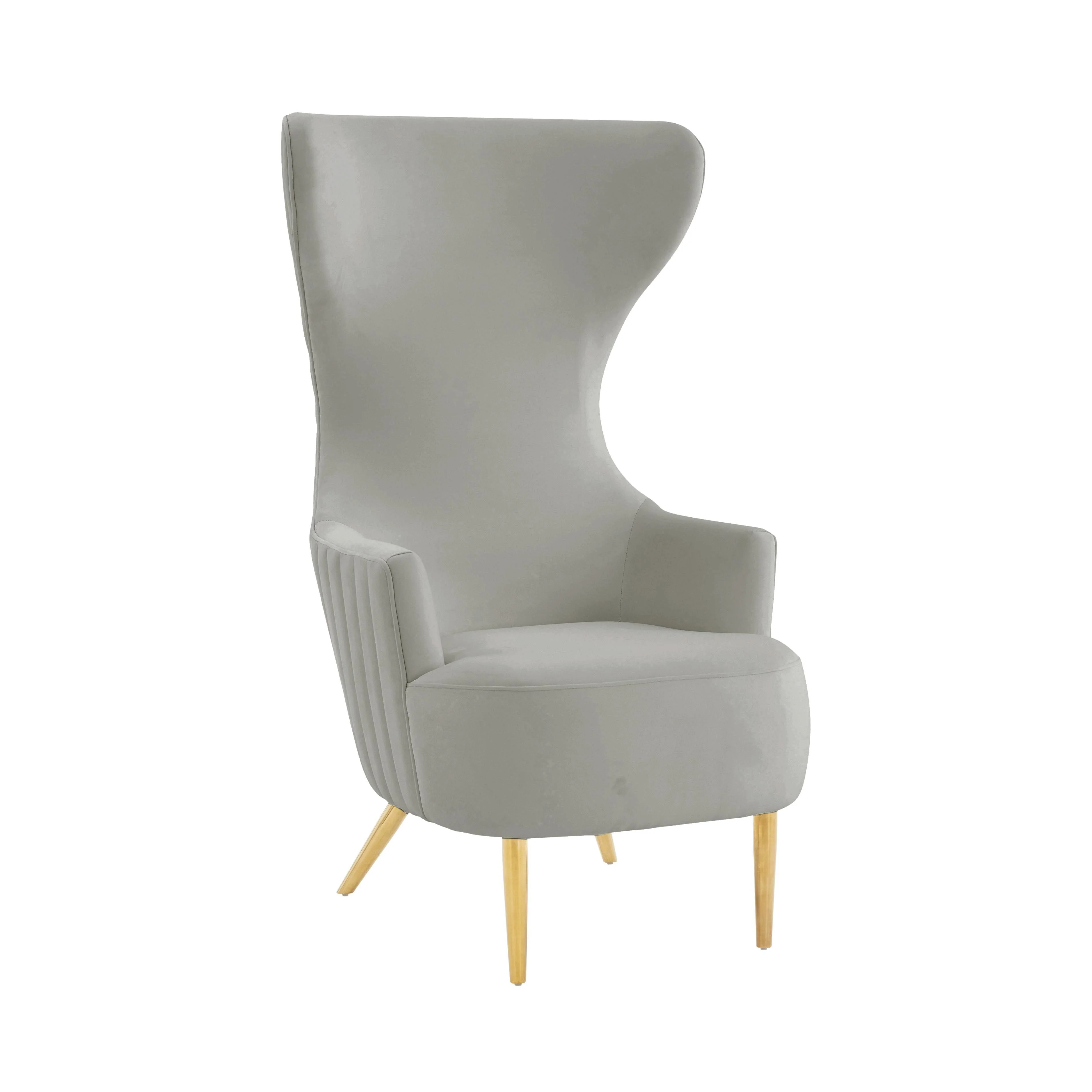 Julia Grey Velvet Channel Tufted Wingback Chair - Frankwebs