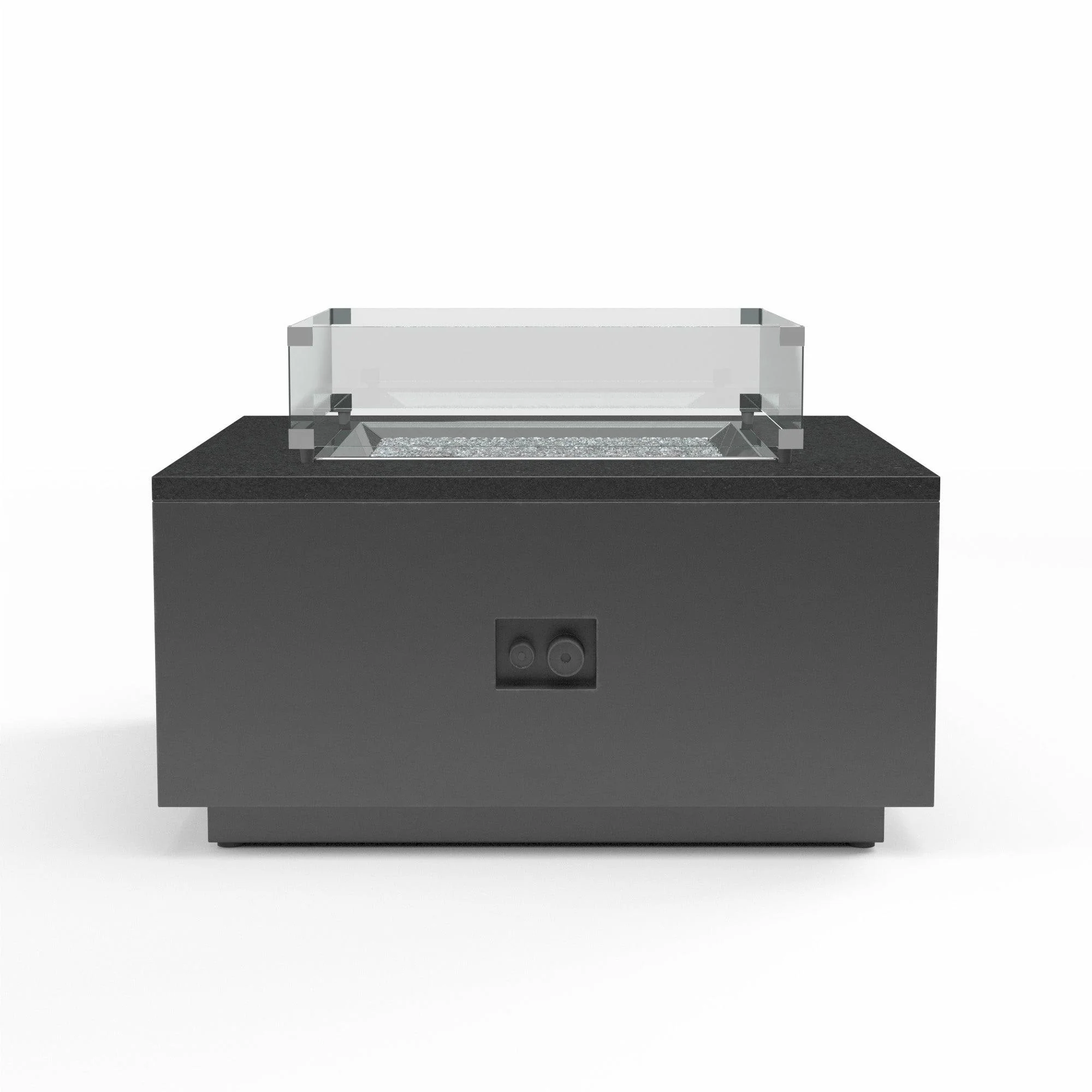 Black Granite Square Fire Table Glass Surround - Frankwebs