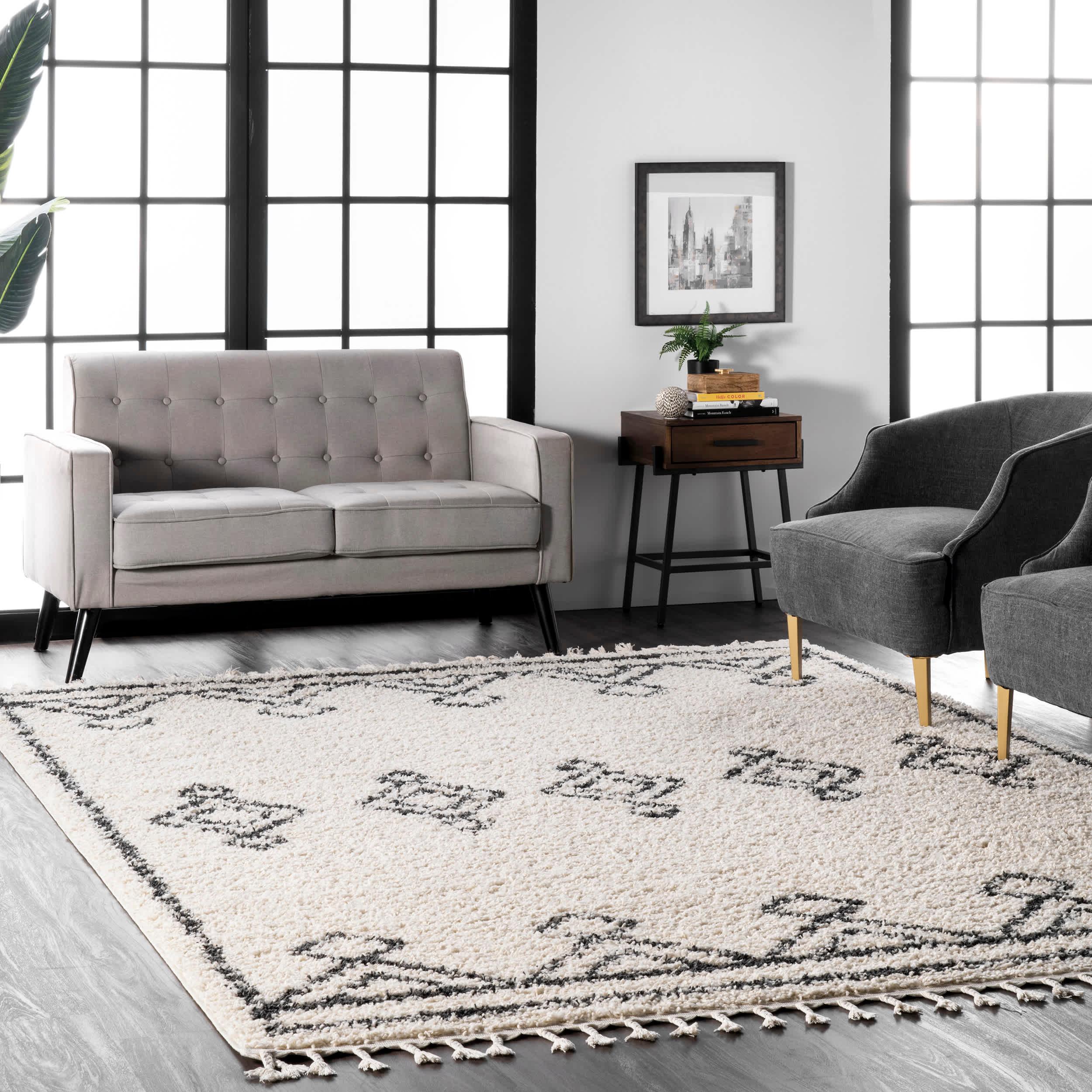 Mackie Moroccan Diamond Tassel Area Rug - Frankwebs