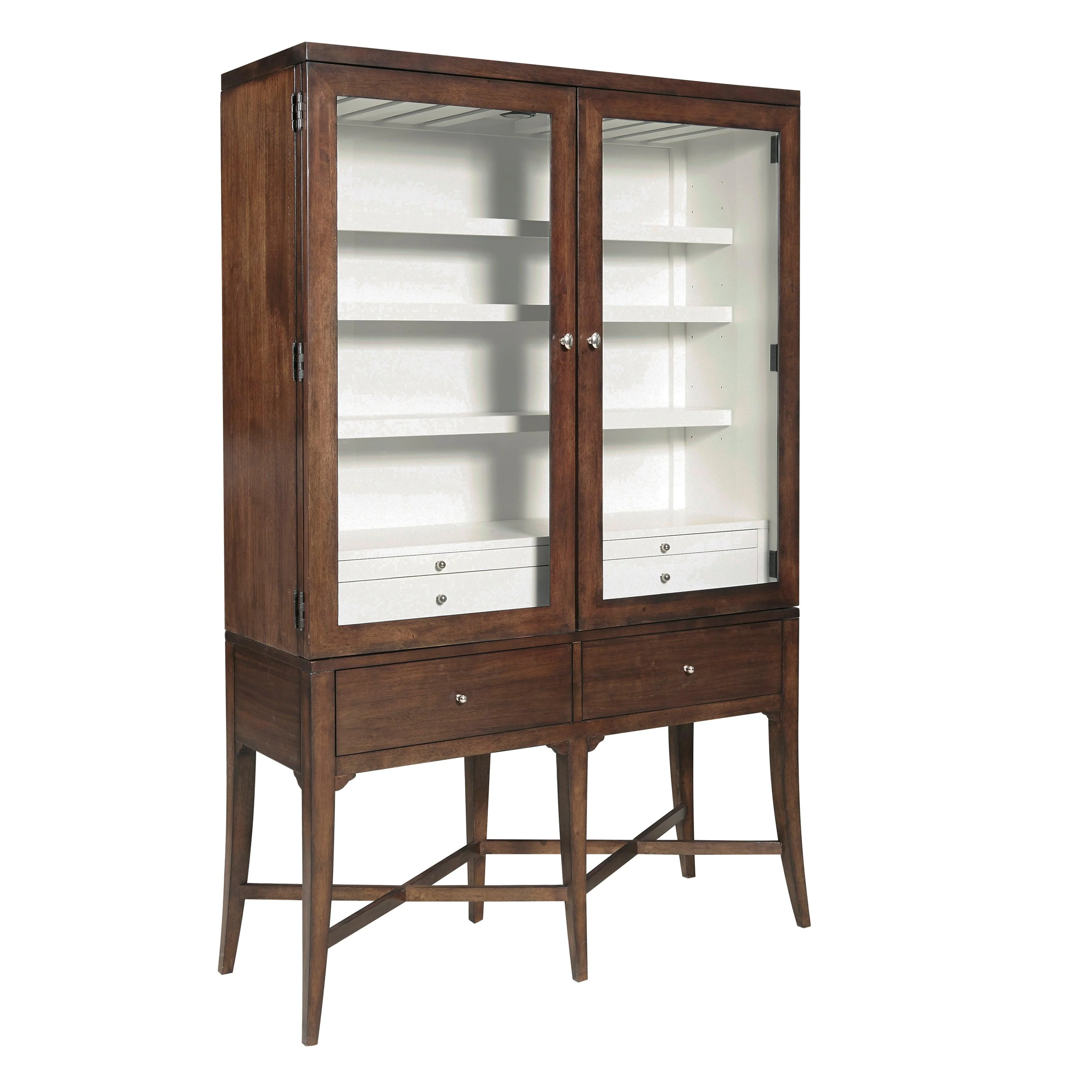Modern Wood Bar Cabinet with Glass Doors and Storage Drawers - Frankwebs