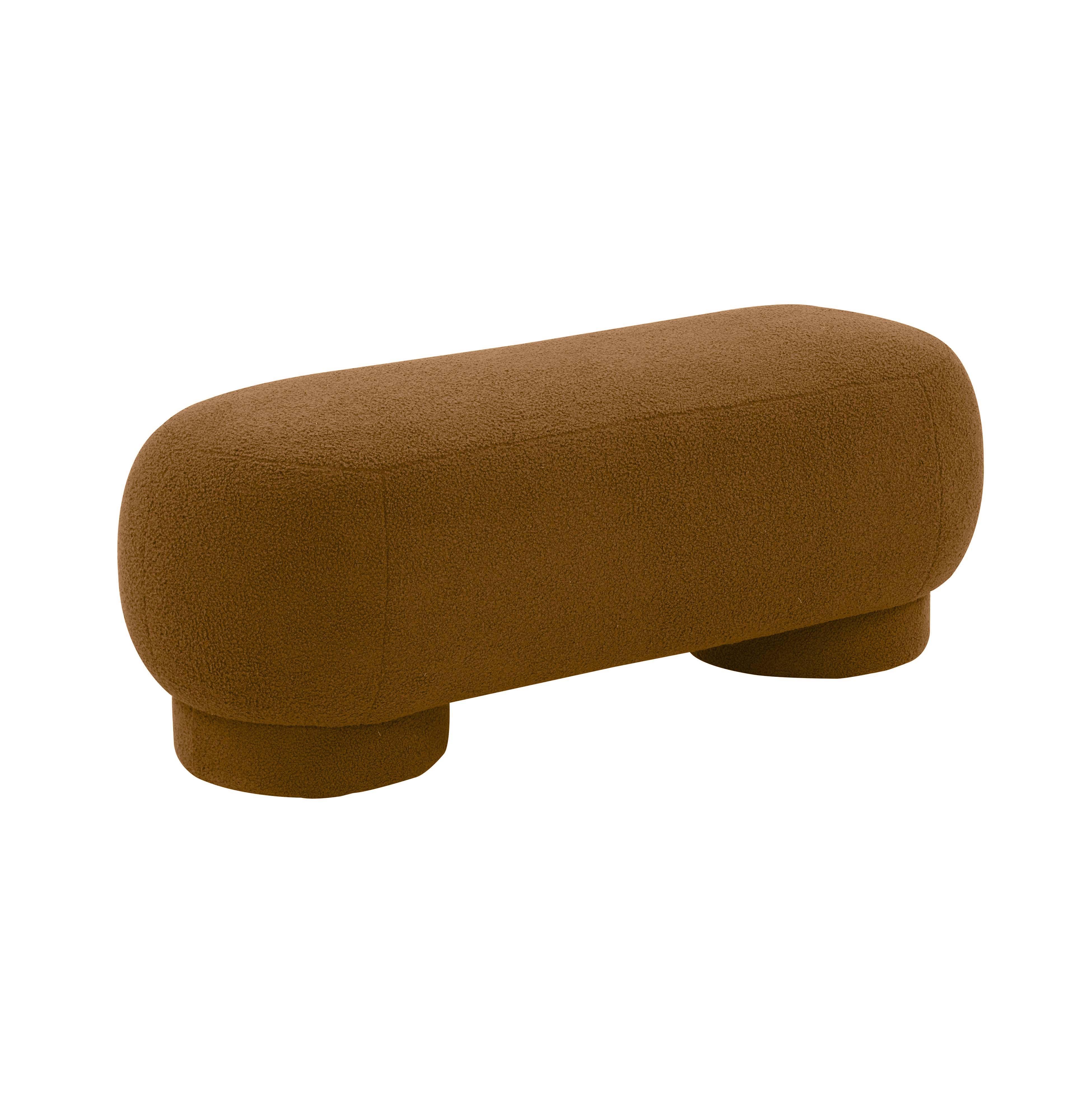 Mara Cinnamon Brown Vegan Shearling Ottoman - Frankwebs