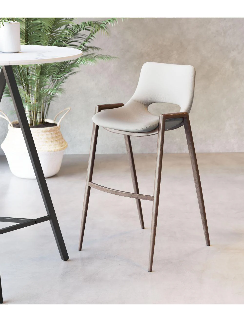 Desi Bar Chair (Set of 2) Beige & Walnut - Frankwebs