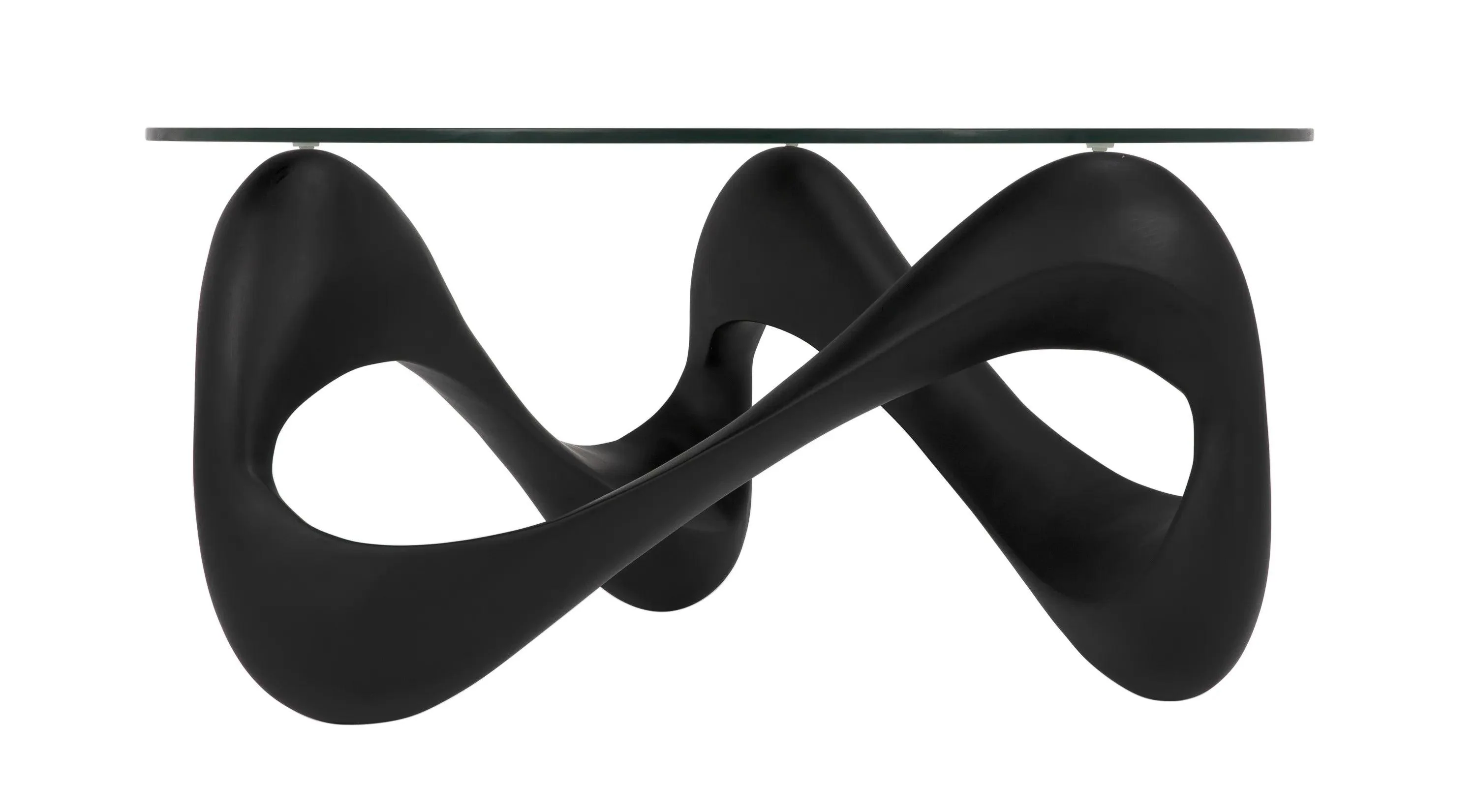 Orion Coffee Table, Black Resin Cement with Glass - Frankwebs