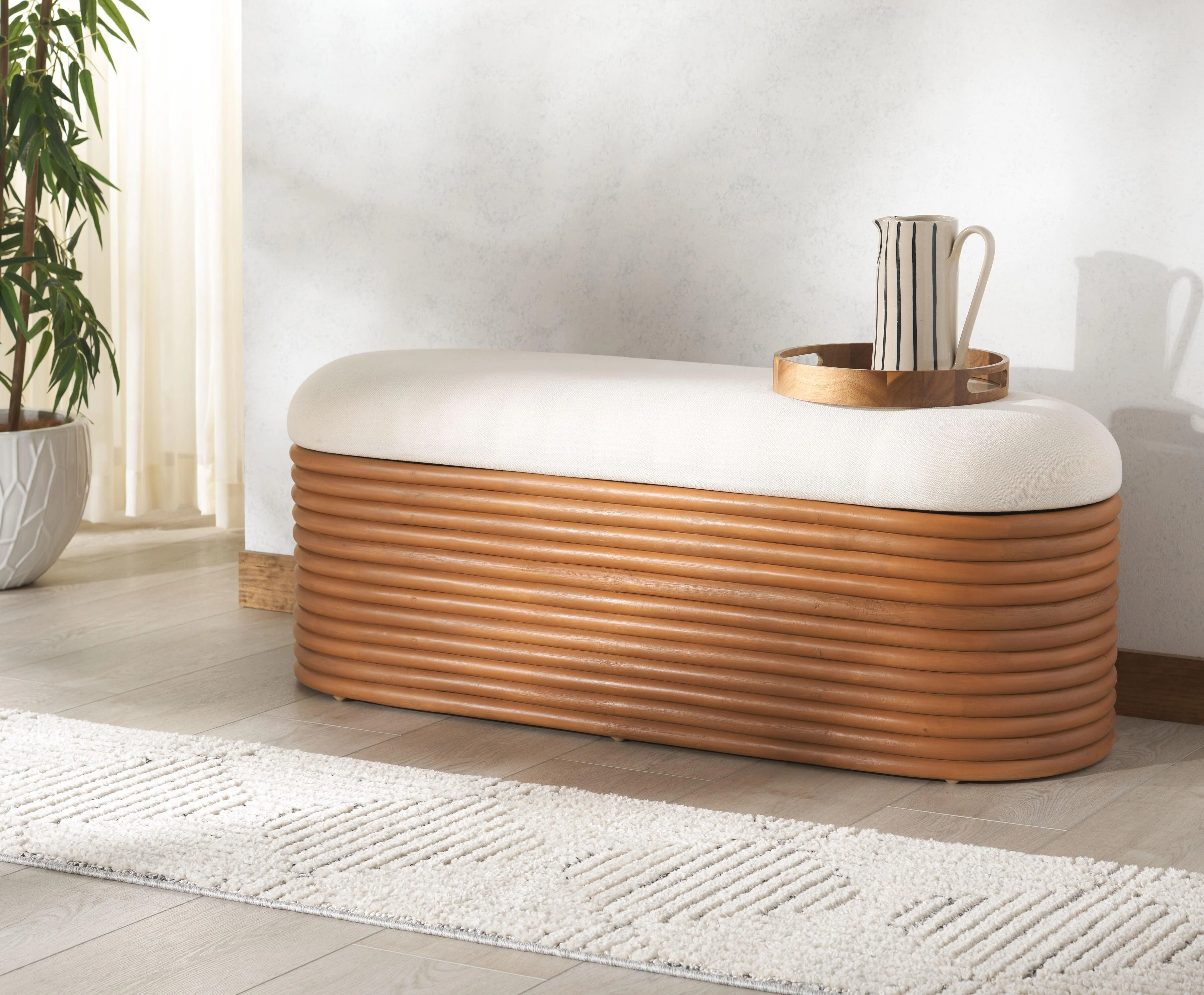 Bayard Rattan Storage Bench - Frankwebs