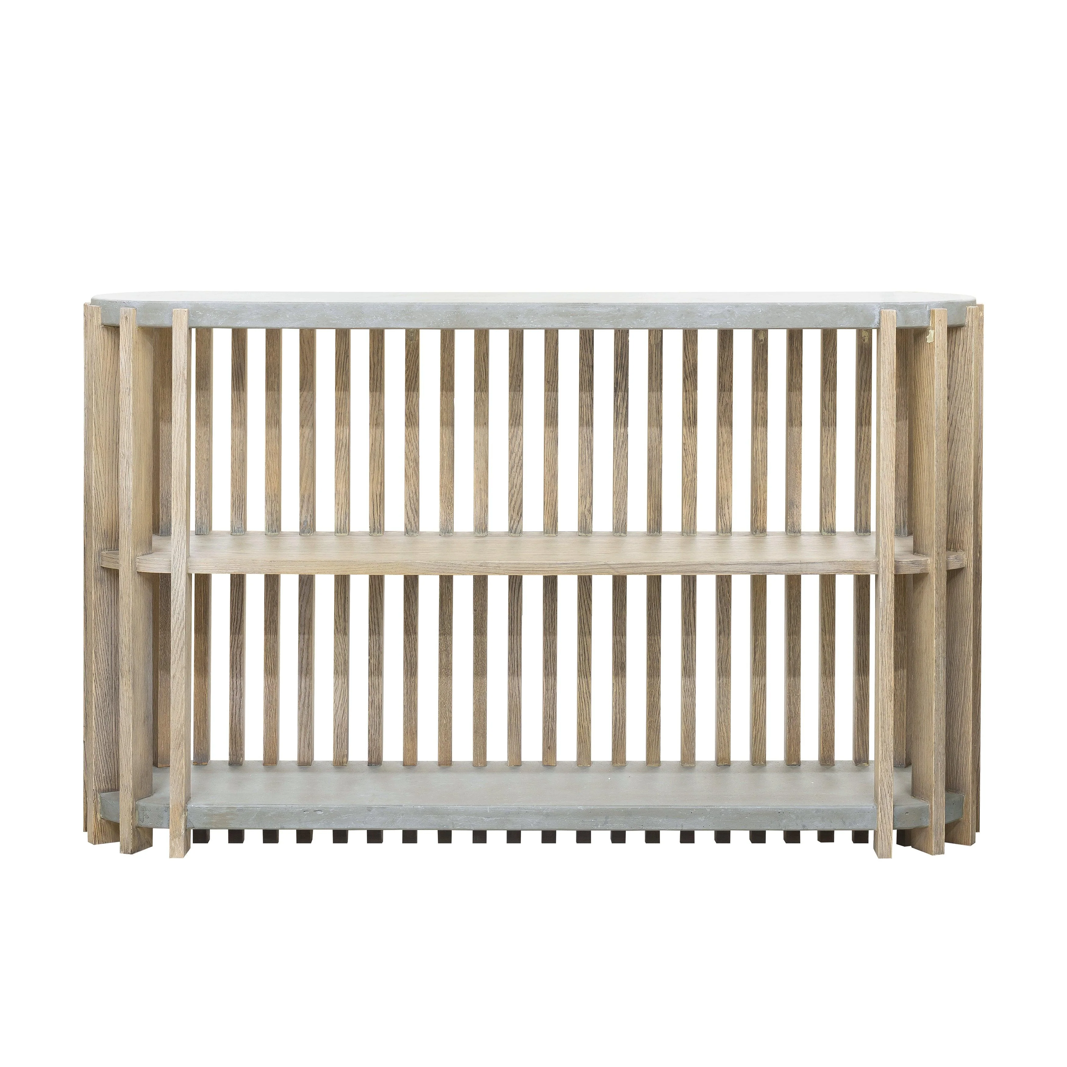 Wood Slat Display Console with Concrete Top - Frankwebs