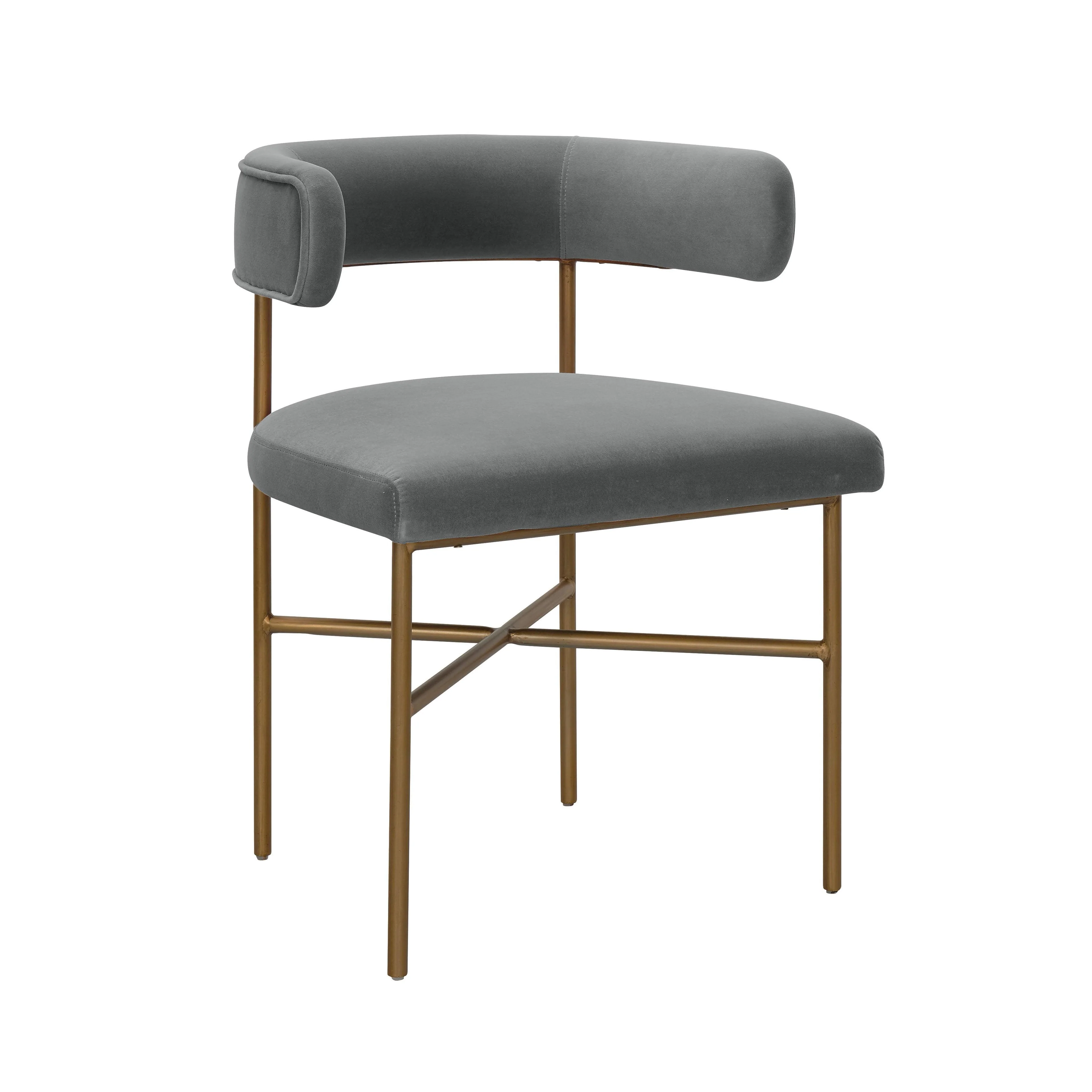 Kim Performance Velvet Chair in Grey - Frankwebs