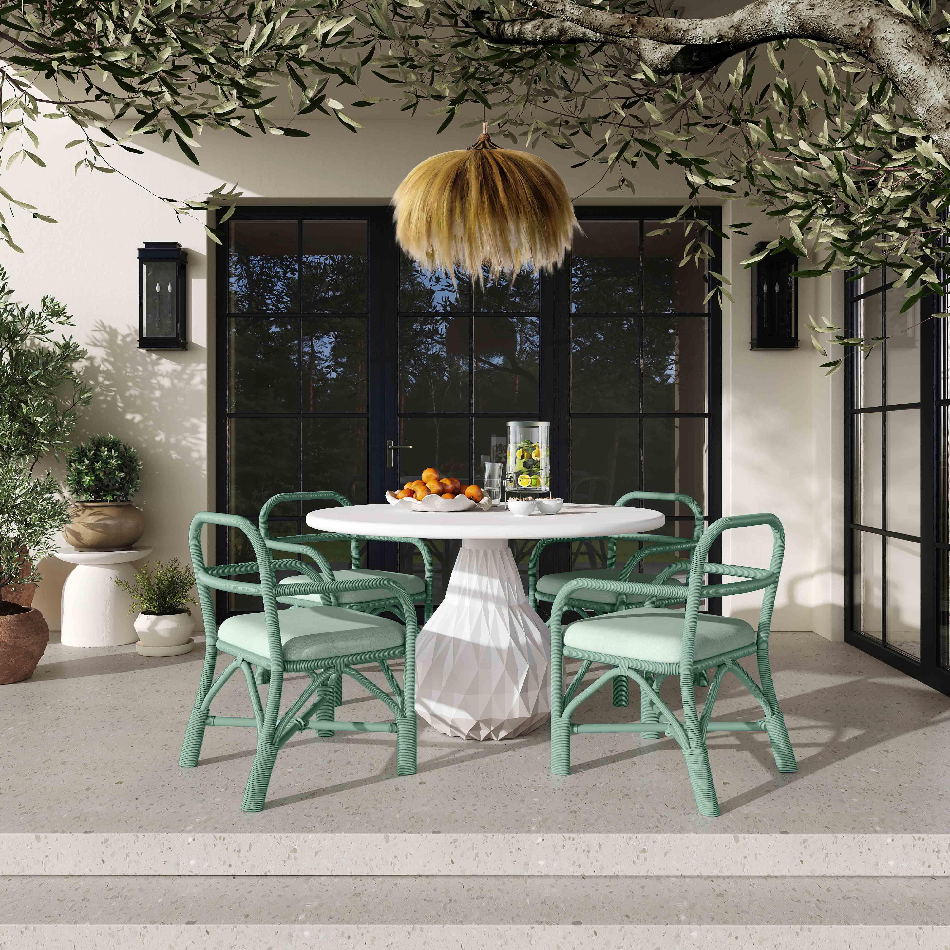 Ginny Green Rattan Dining Chair - Frankwebs