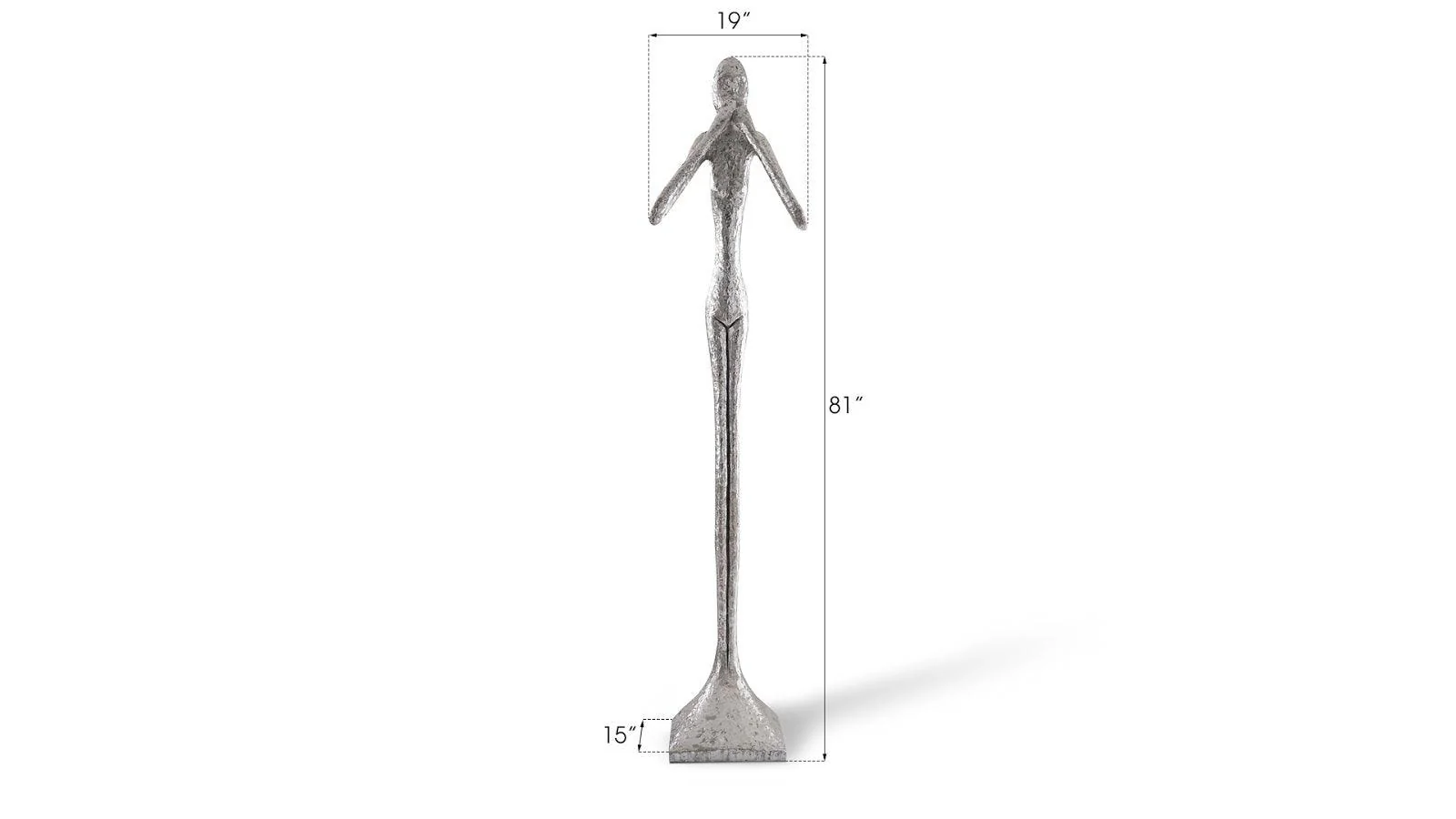 Speak No Evil Slender Sculpture, Large, Resin, Silver Leaf - Frankwebs