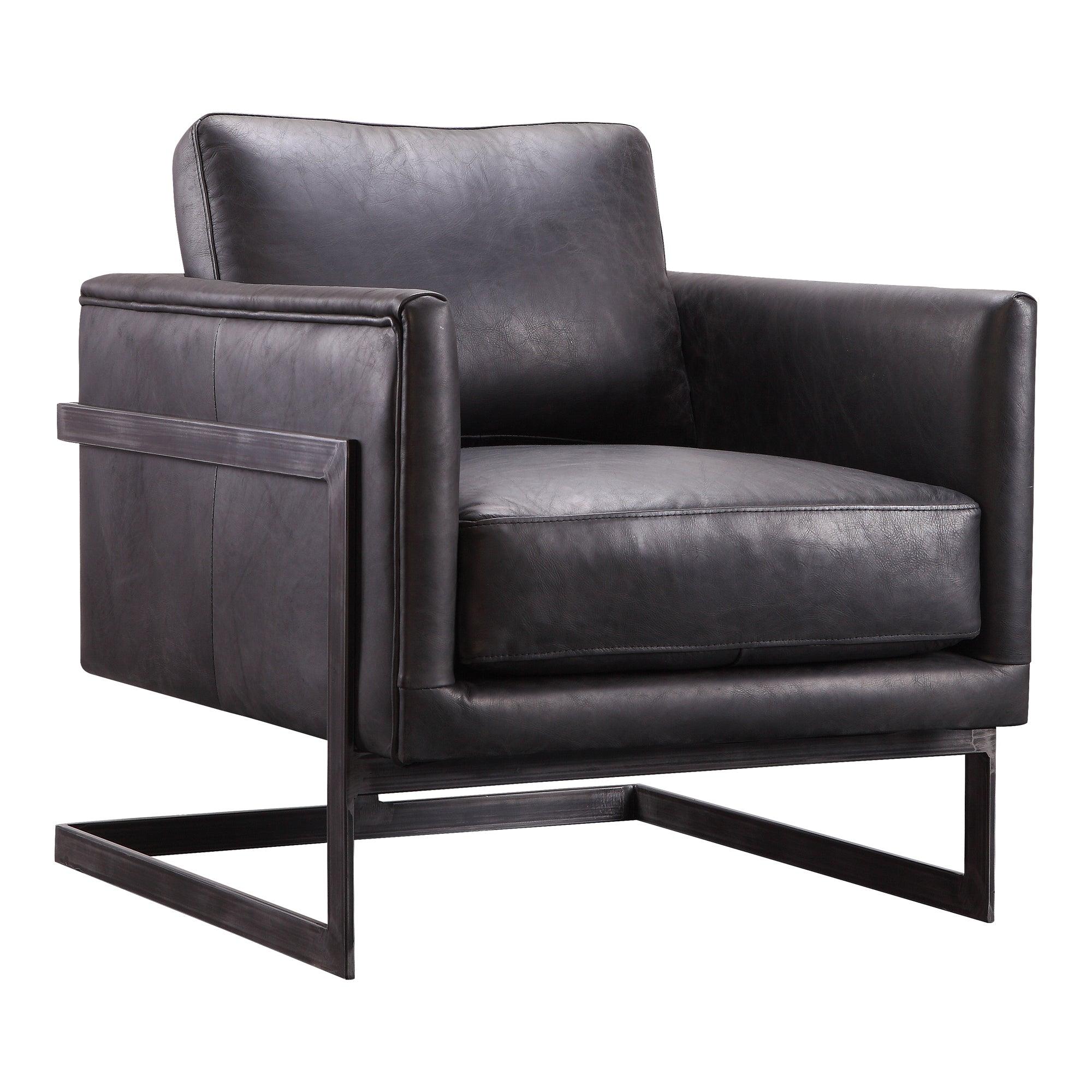 Luxley Club Chair Onyx Black Leather - Frankwebs