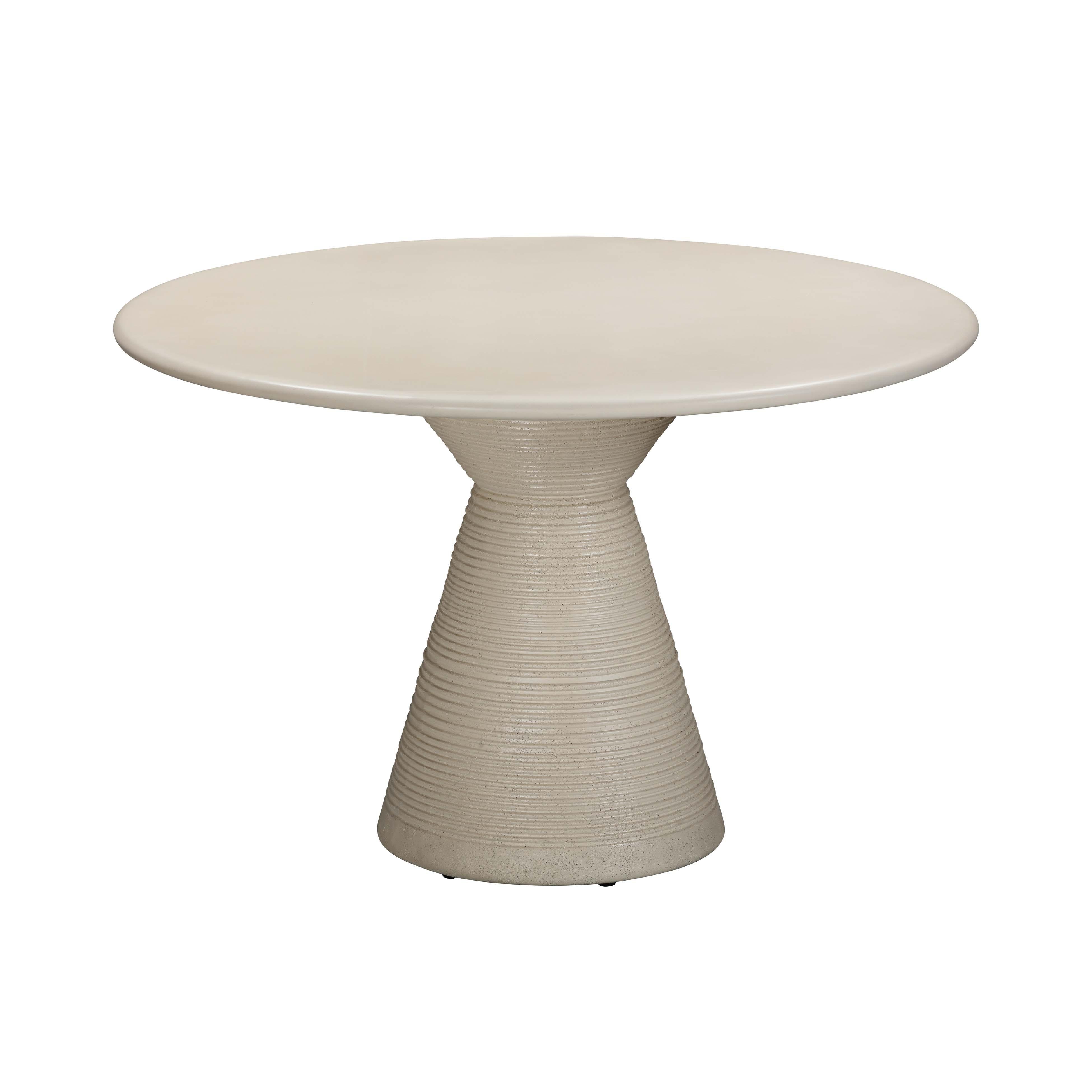 Fern Beige Textured Faux Plaster Concrete Indoor / Outdoor Round Dining Table - Frankwebs