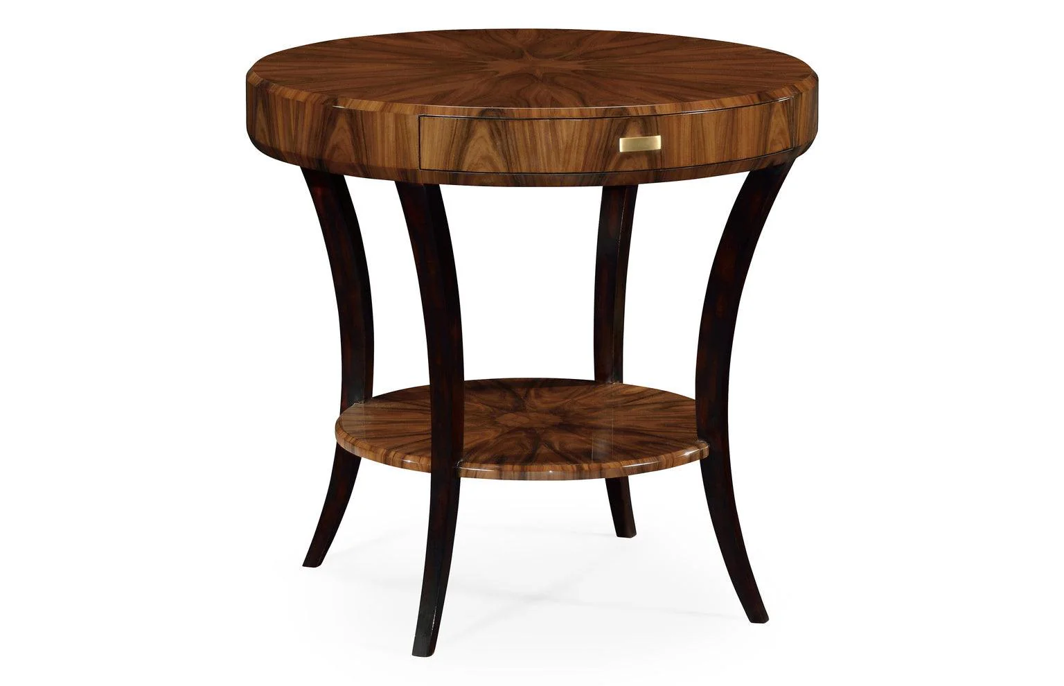 Santos Art Deco Satin Round Side Table with Drawer - Frankwebs