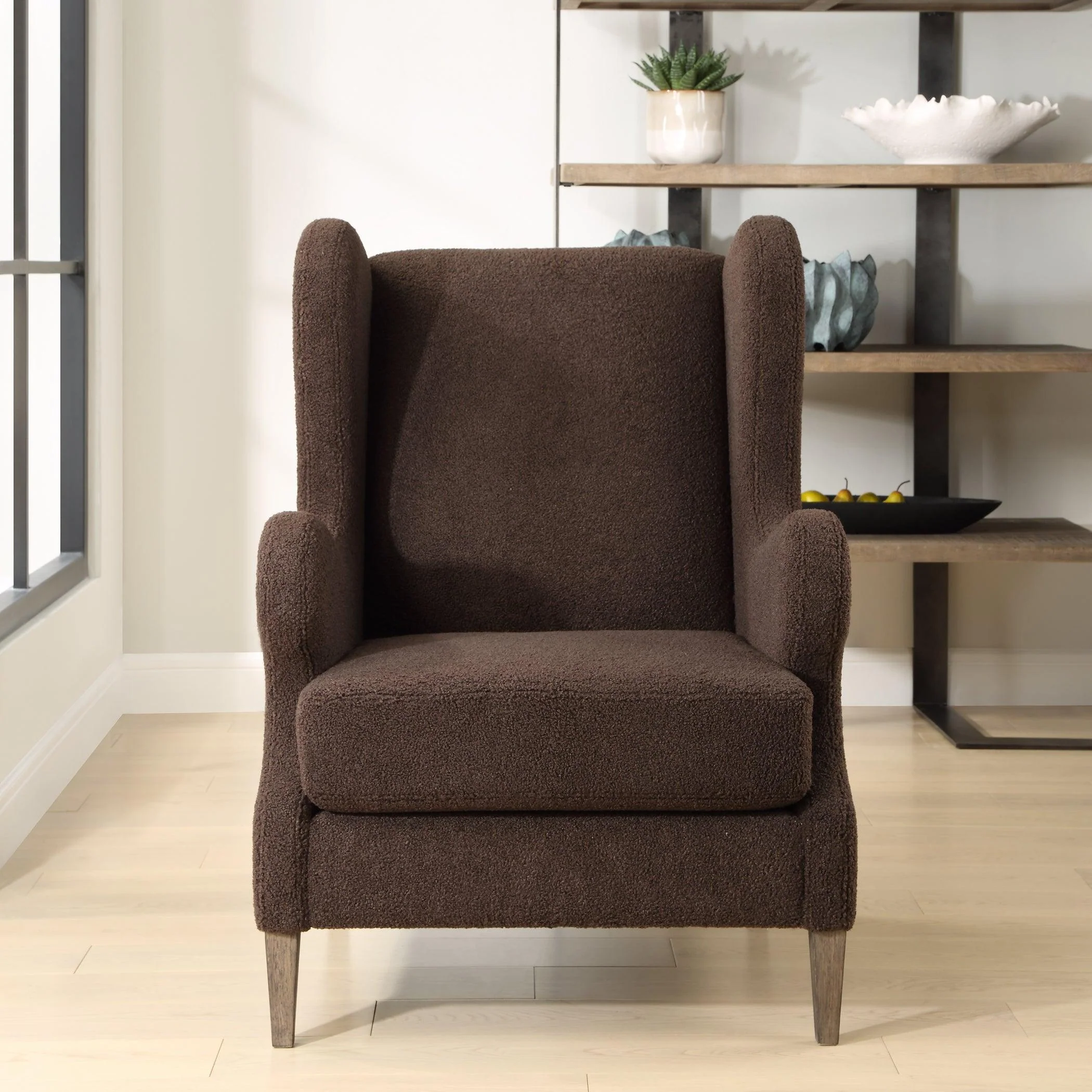 Serpentine Brown Fabric Accent Chair - Frankwebs