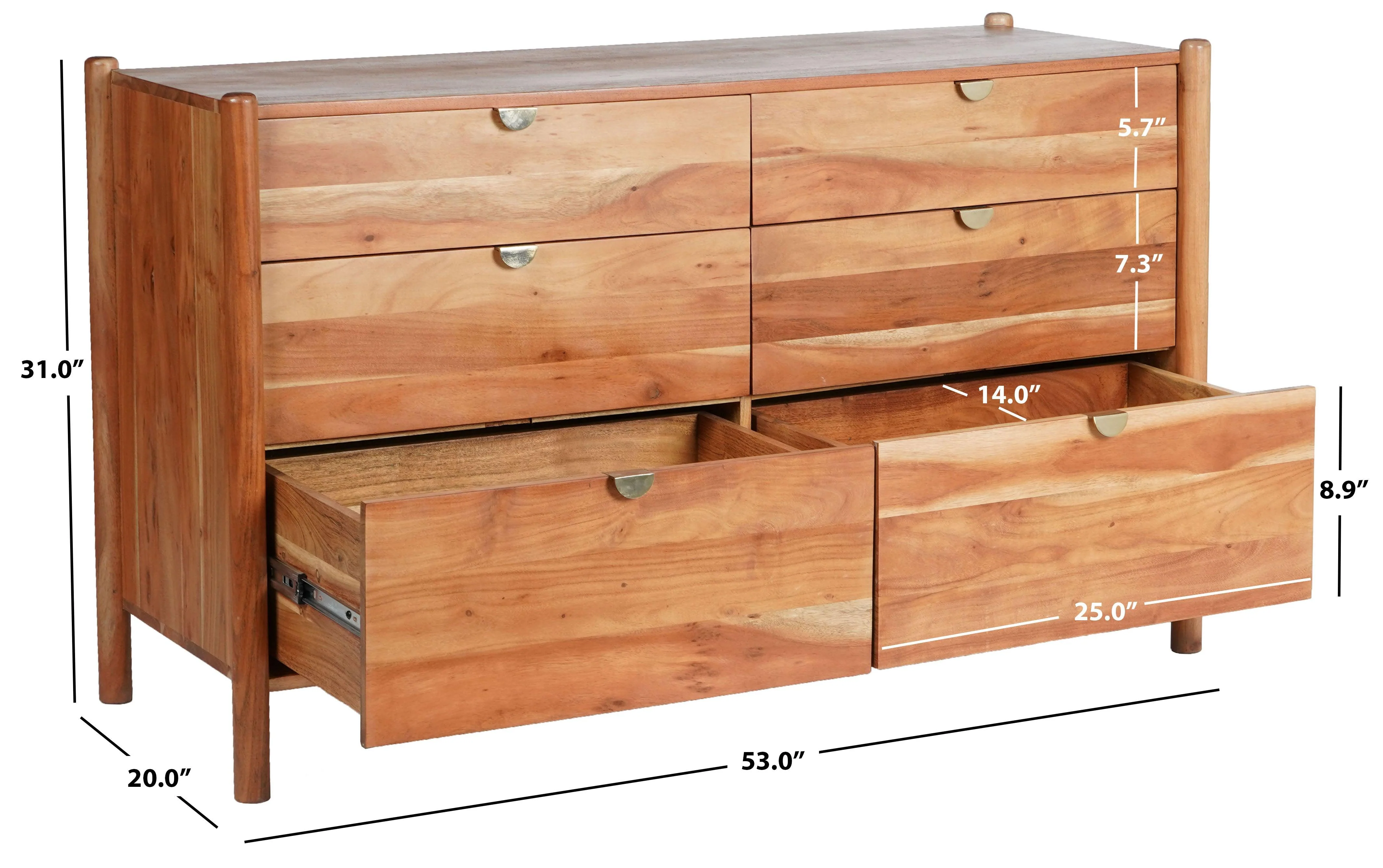SHANTI 6 DRAWER WOOD DRESSER - Frankwebs