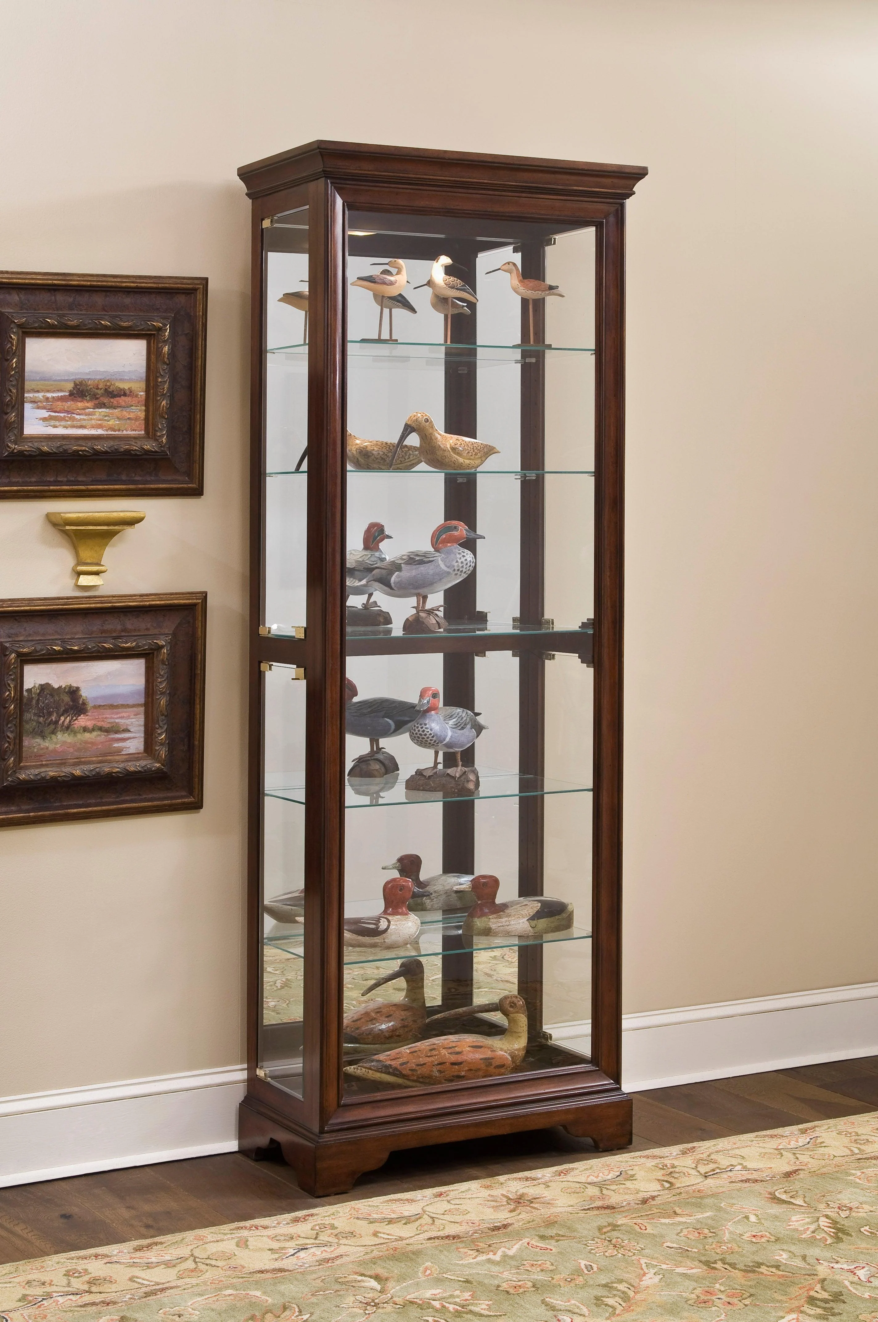Mirrored 5 Shelf Gallery Curio Cabinet - Frankwebs