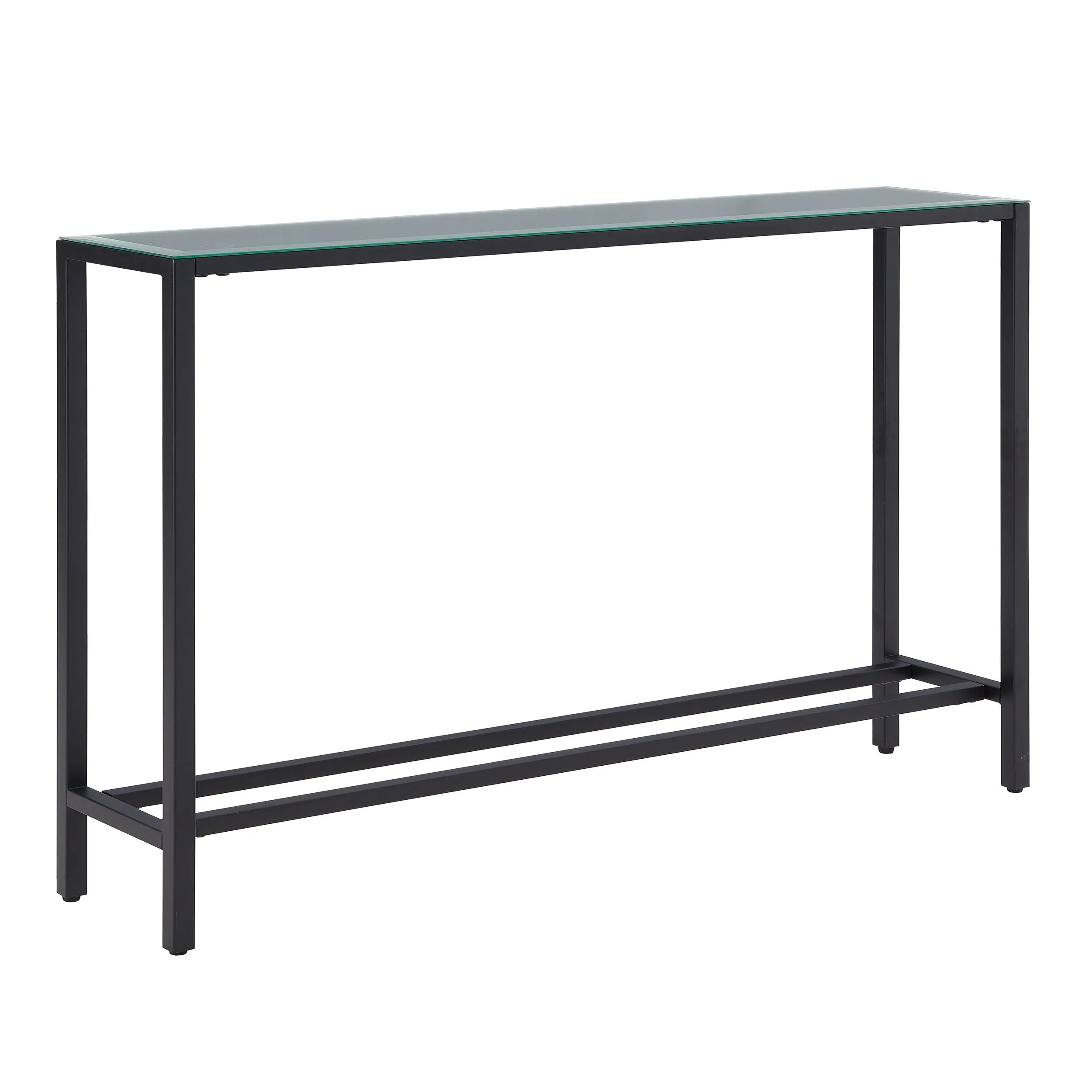 Darrin Narrow Long Console Table w/ Mirrored Top – Black - Frankwebs