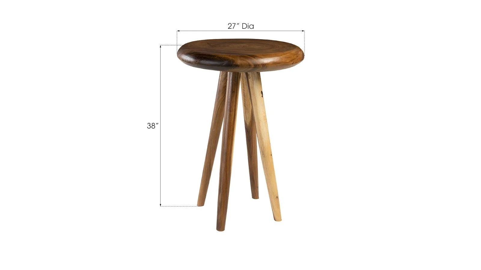 Smoothed Bar Table, Chamcha Wood, Natural, Round - Frankwebs